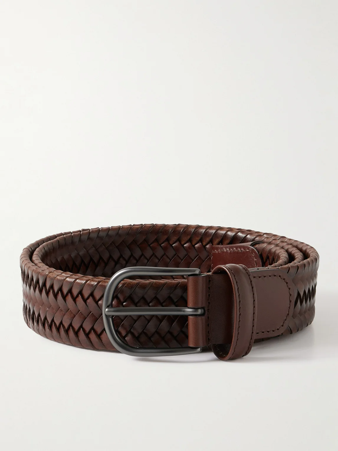 3.5cm Woven Leather Belt - 1