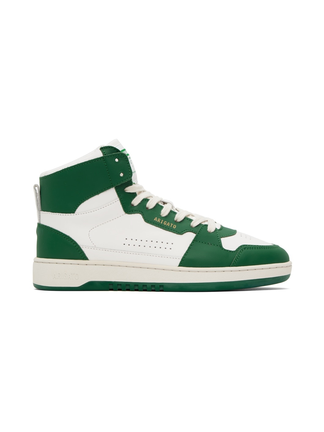 White & Green Dice Hi Sneakers - 1