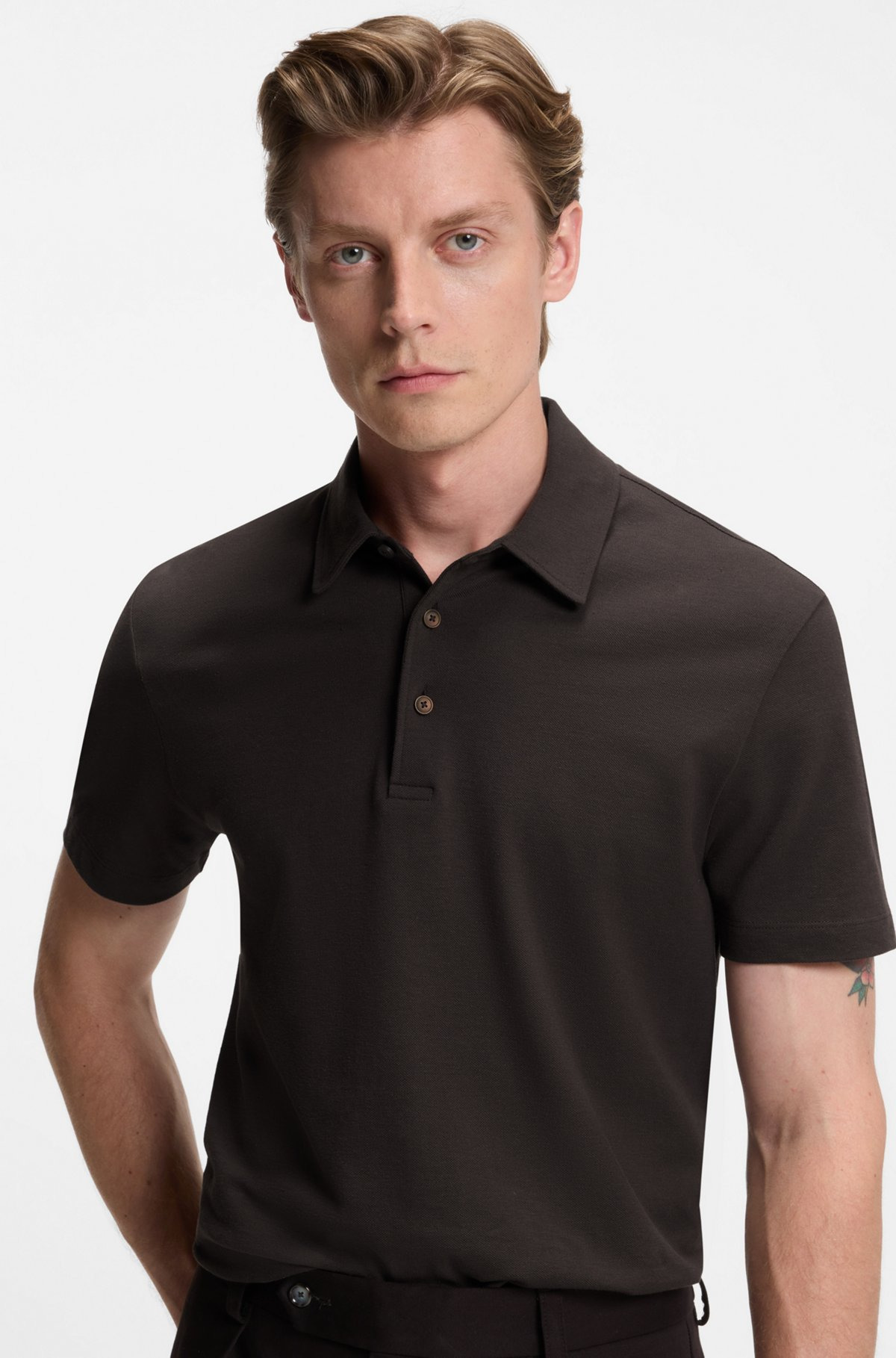 BECKHAM X BOSS POLO SHIRT IN COTTON AND SILK - 3