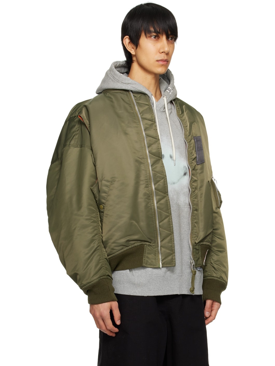 Khaki Double Armhole Bomber Jacket - 2