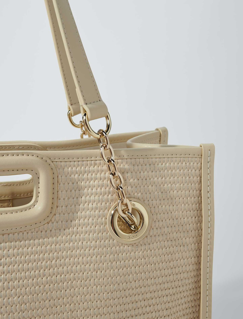 maje Raffia-effect textile tote bag outlook