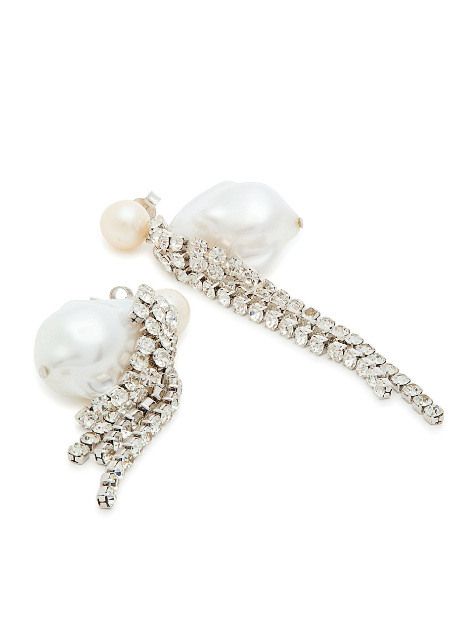 Completedworks Embellished Pearl and Rhodium-plated Drop Earrings - 4