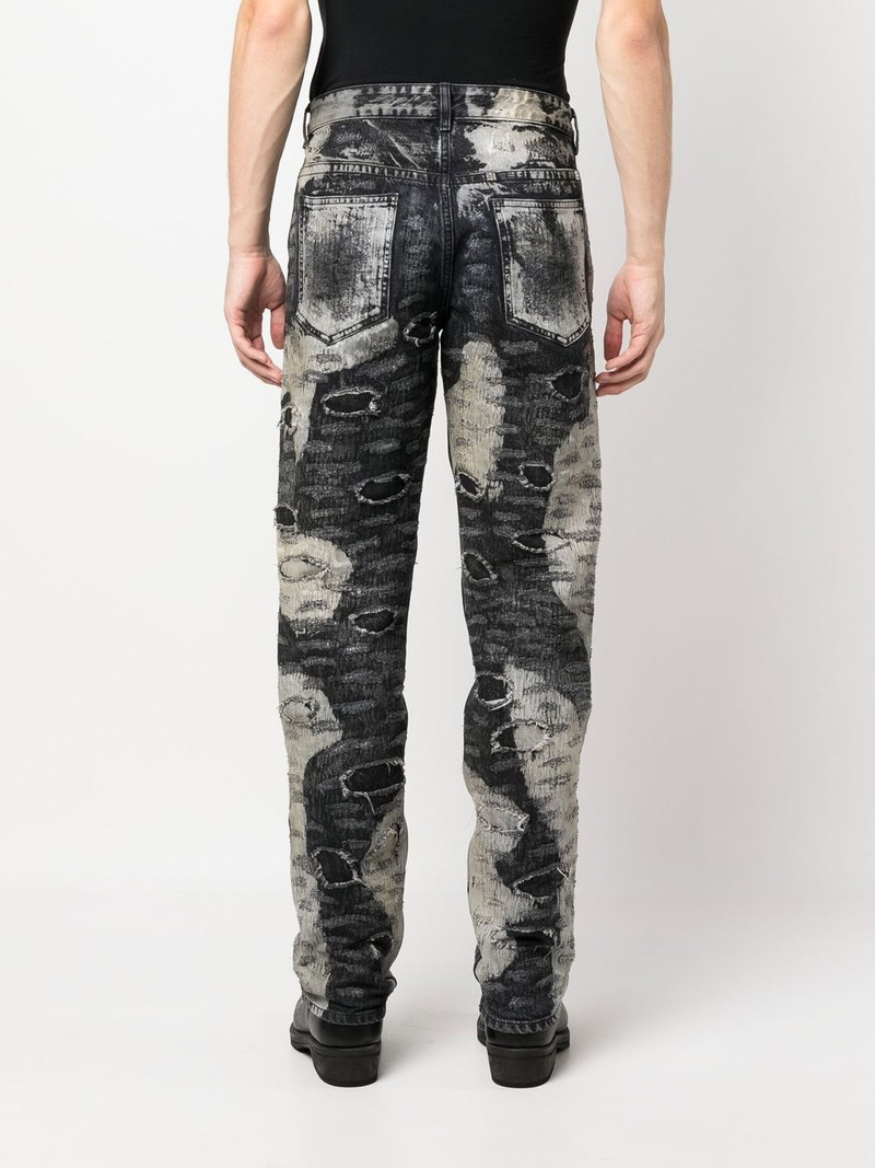 distressed-effect straight-leg trousers 4