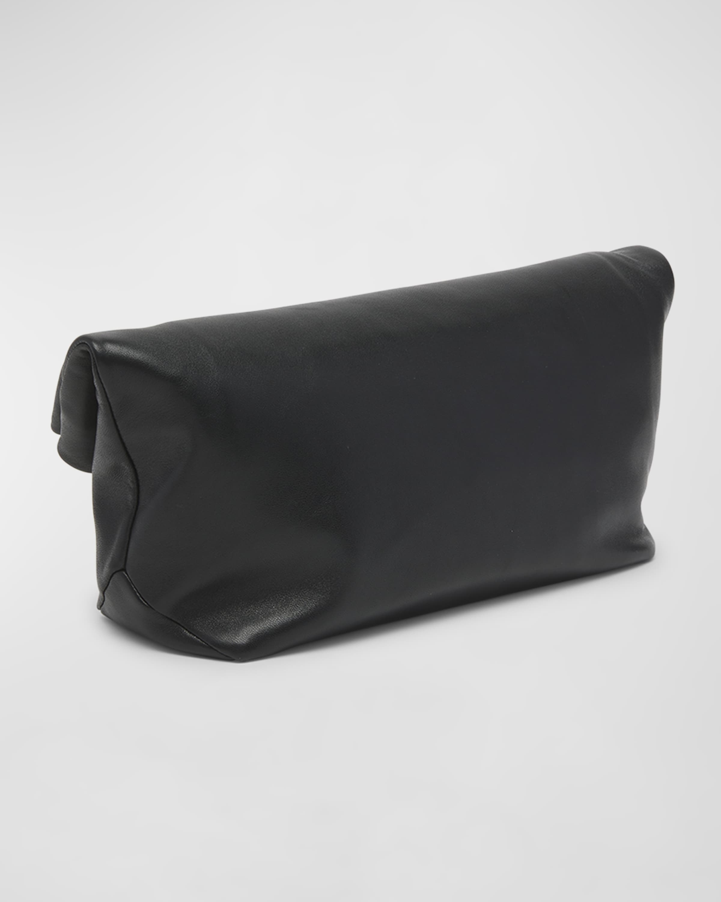 Fold-Over Leather Clutch Bag - 4