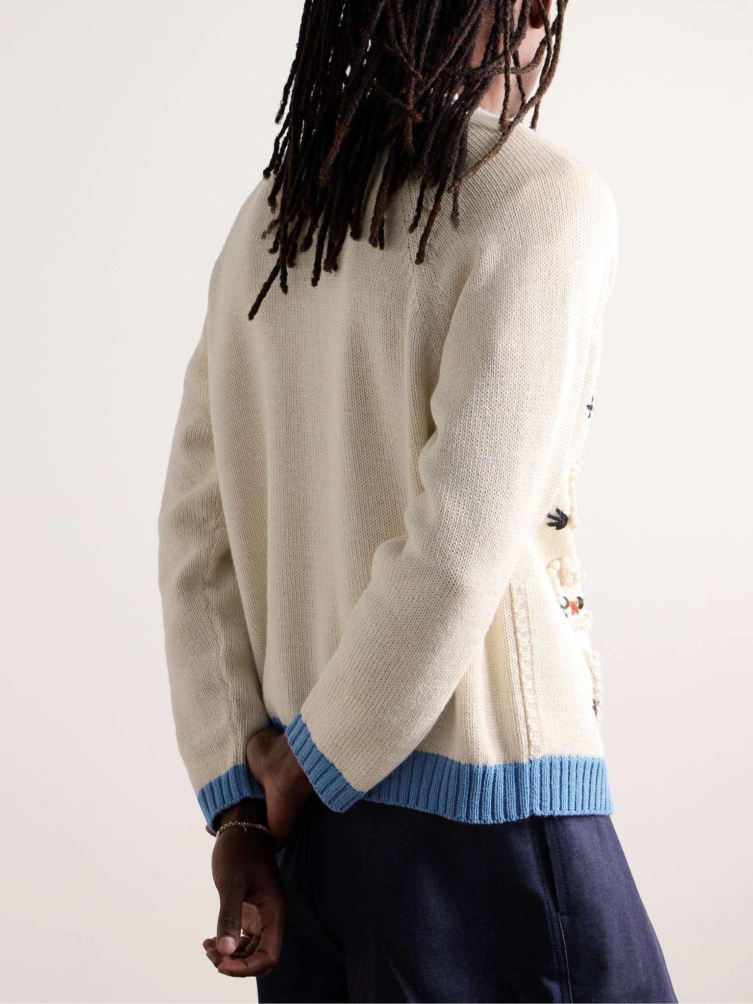 Calico Pompom-Embroidered Alpaca and Merino Wool-Blend Cardigan - 4