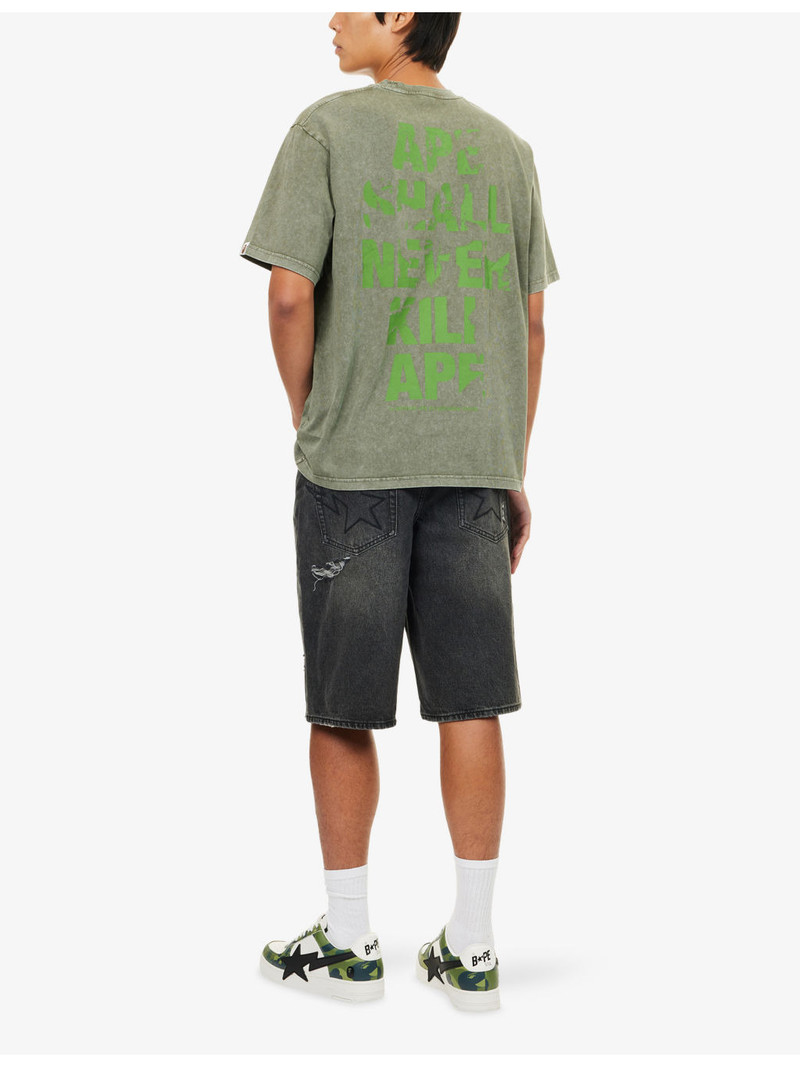 A BATHING APE® Ape Head Brand-Print Cotton-Jersey T-Shirt outlook