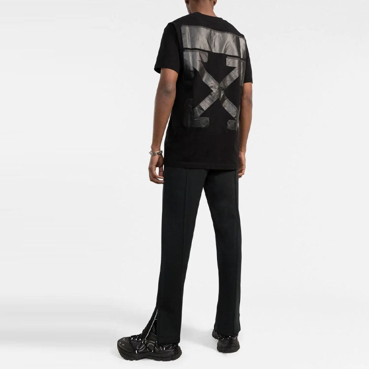 Off-White FW21 Arrow Pattern Solid Color Round Neck Short Sleeve Ordinary Version Black OMAA027F21JE - 3