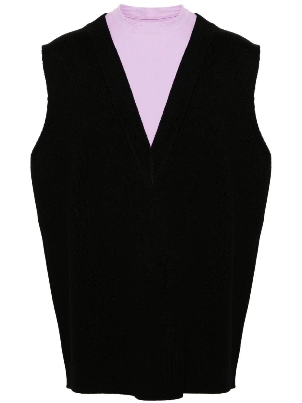 two-tone layered knitted vest - 1