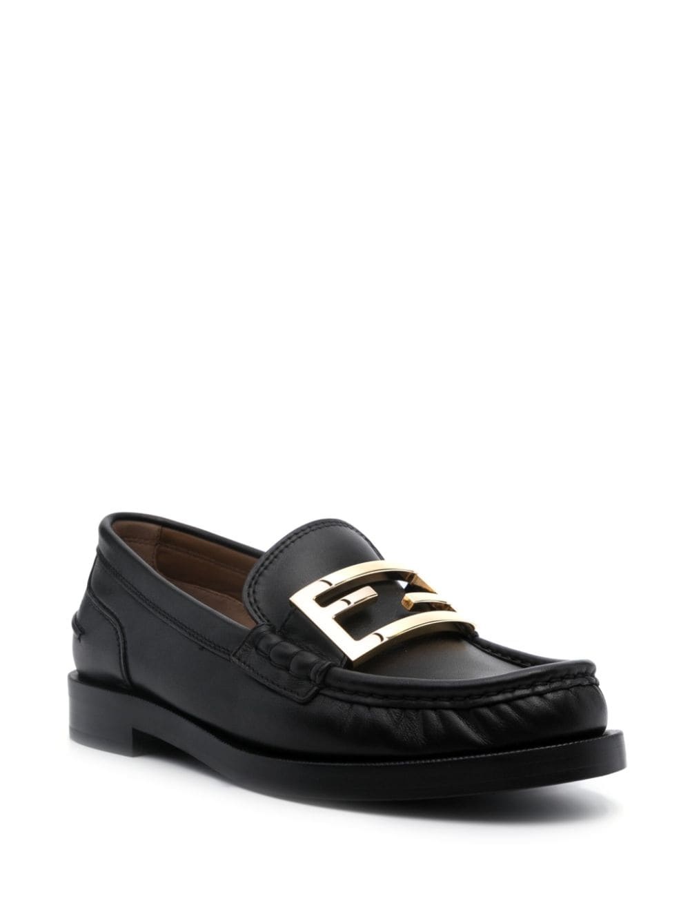 FF logo-plaque leather loafers - 2