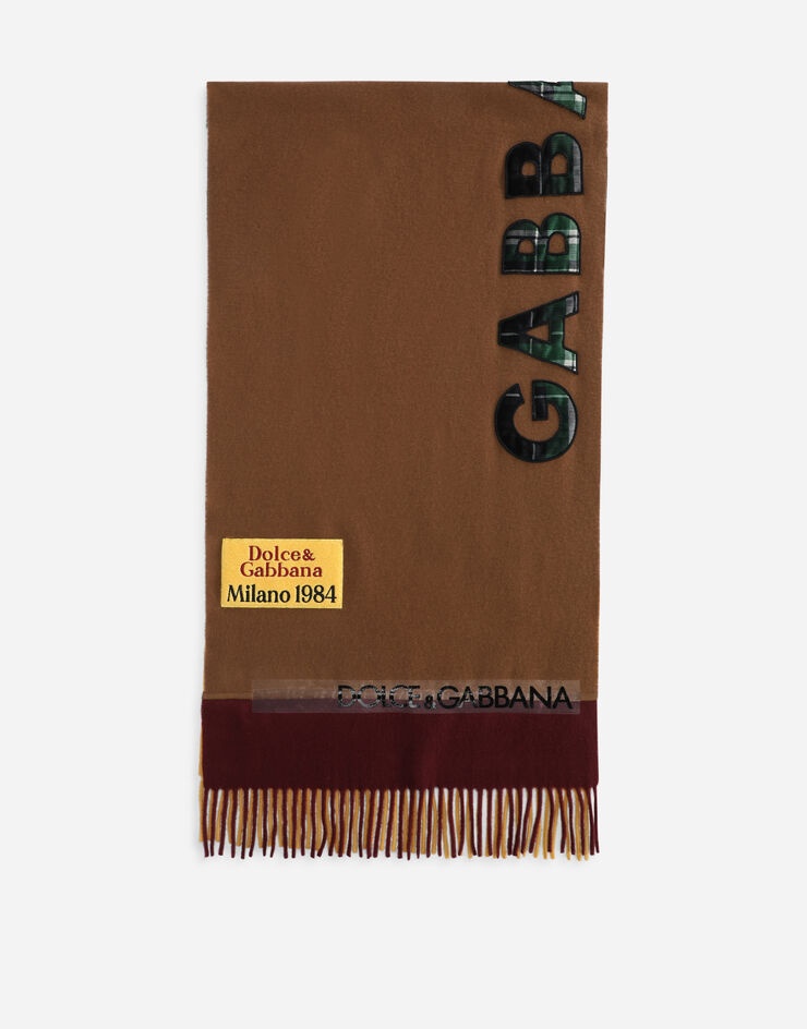 Wool patchwork scarf with jacquard logo - 1