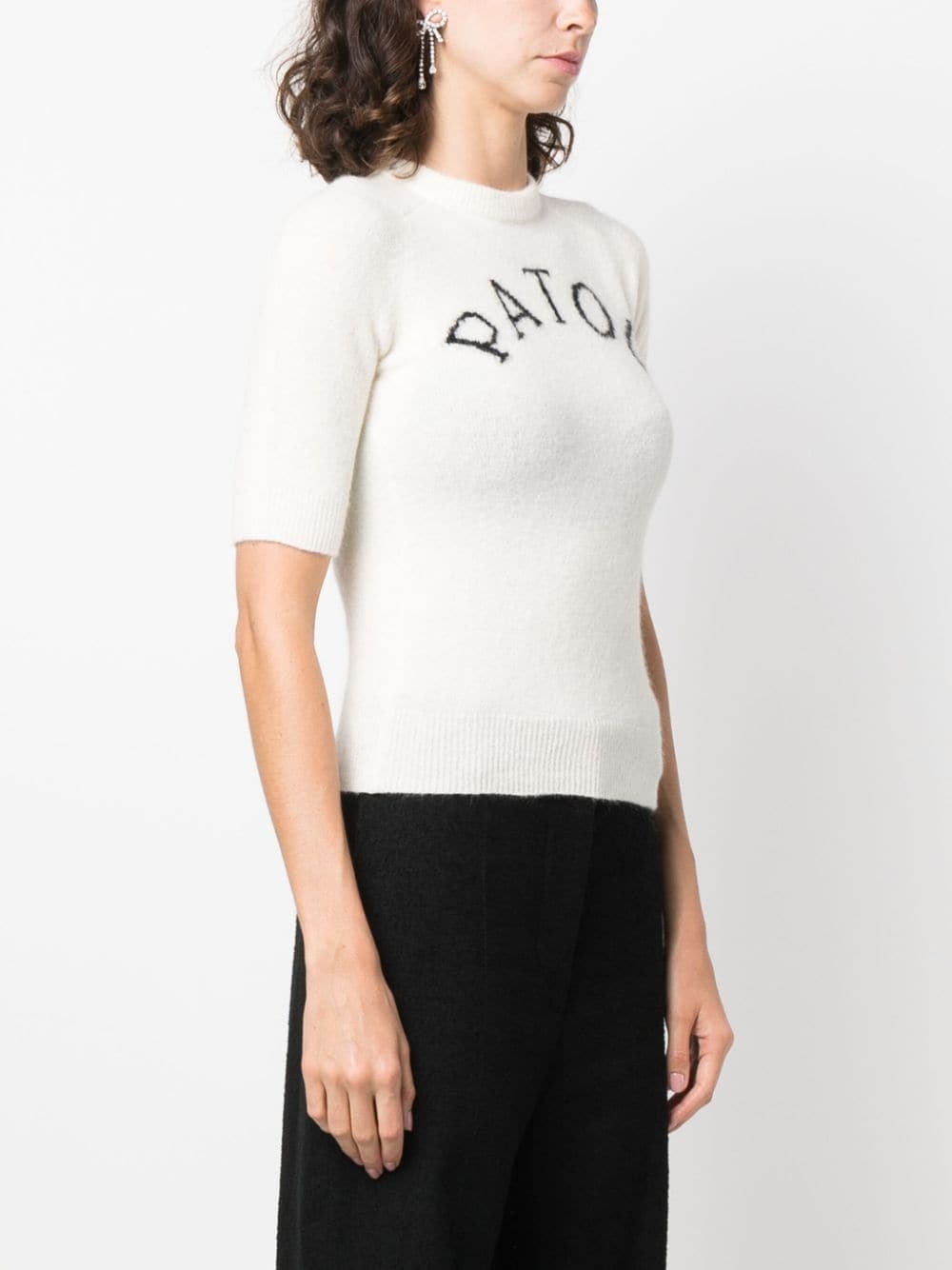 logo-intarsia knitted top - 3