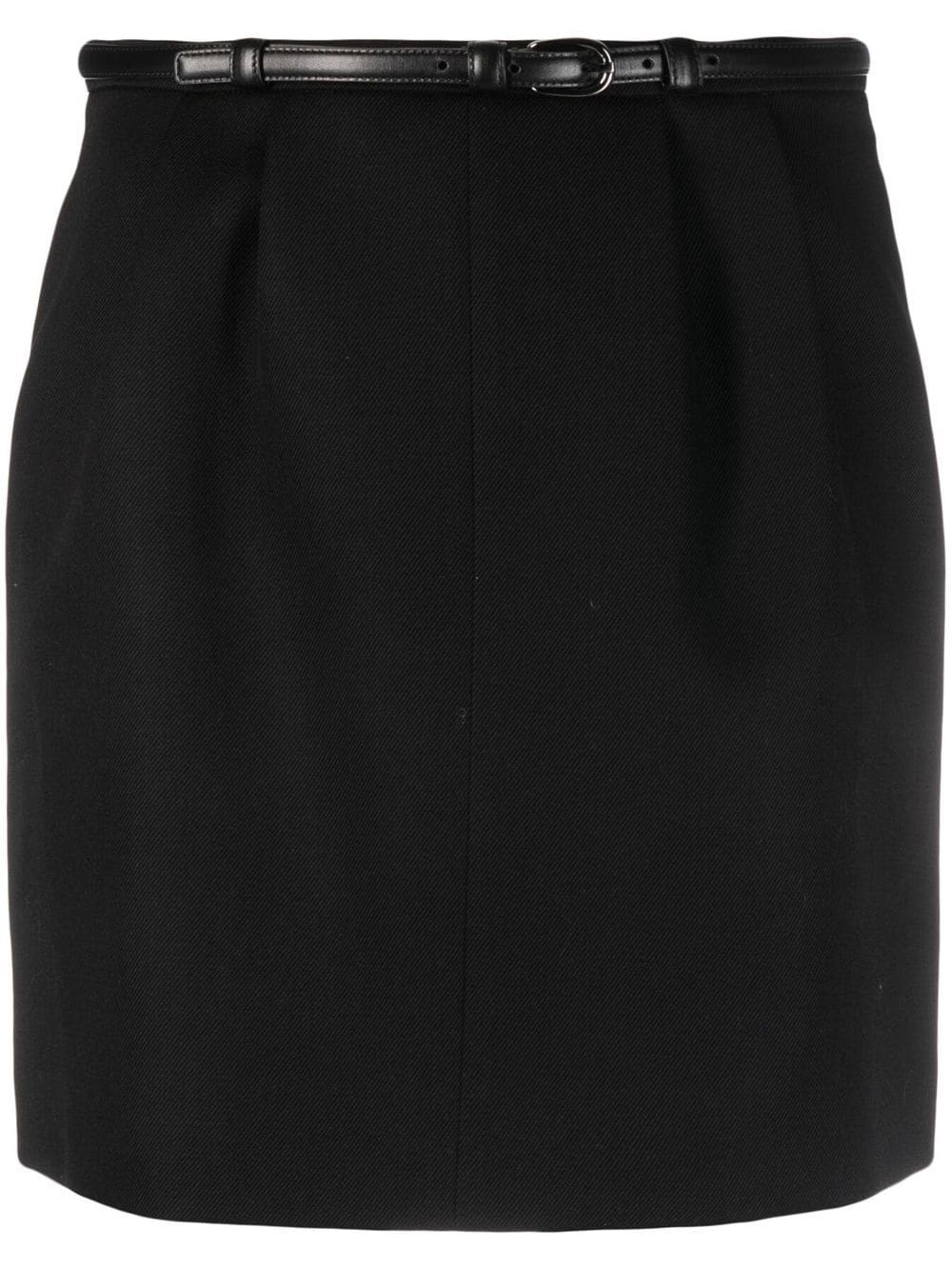 belted tailored wool skirt - 1