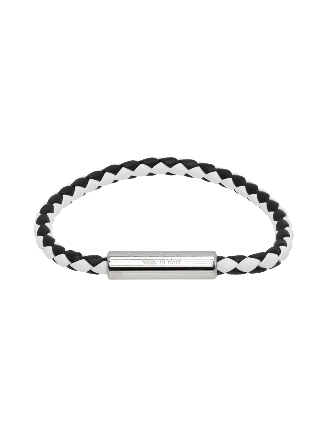 Black & White Braided Leather Bracelet - 1