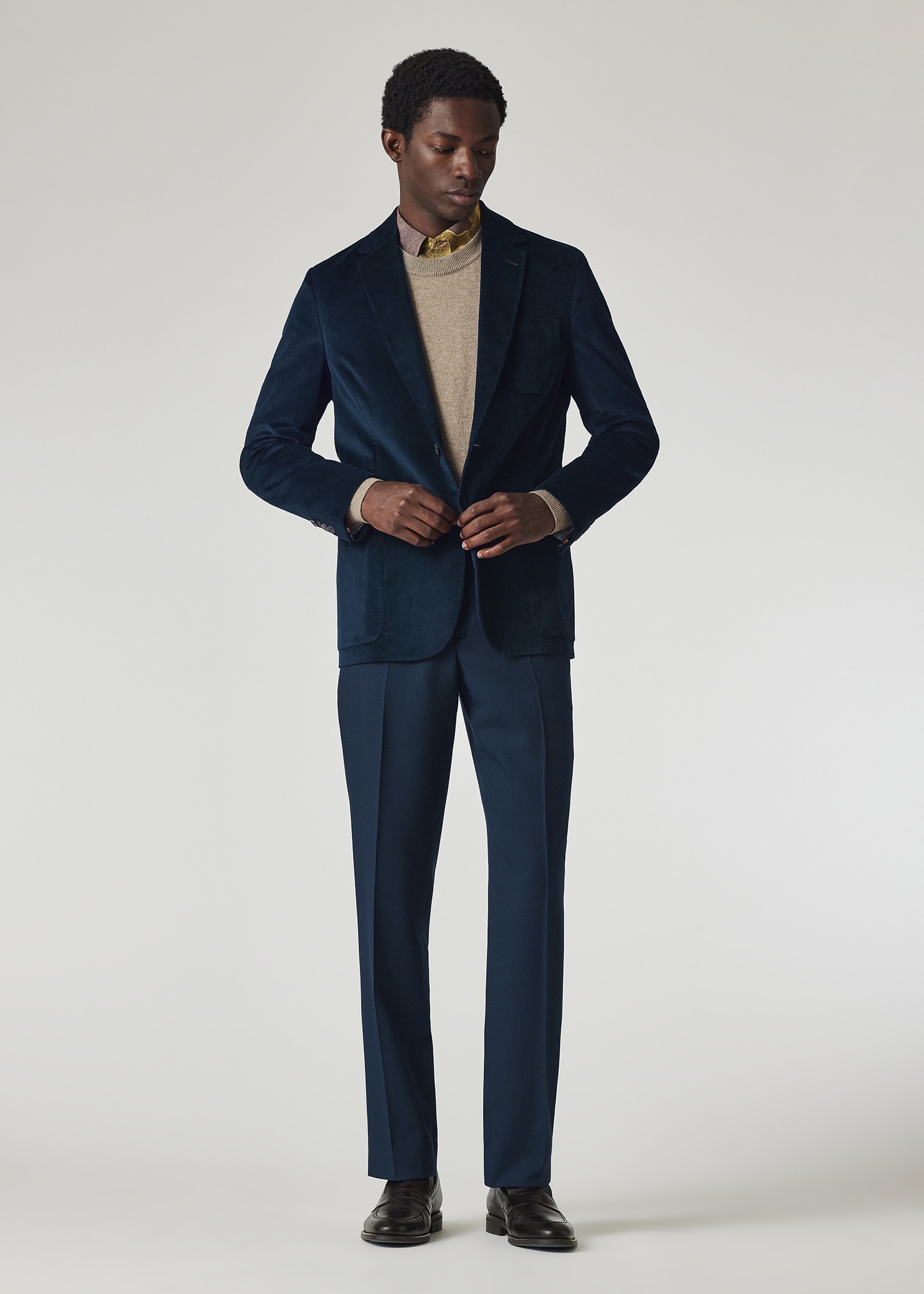 Navy Cotton-Blend Corduroy Unlined Blazer - 6