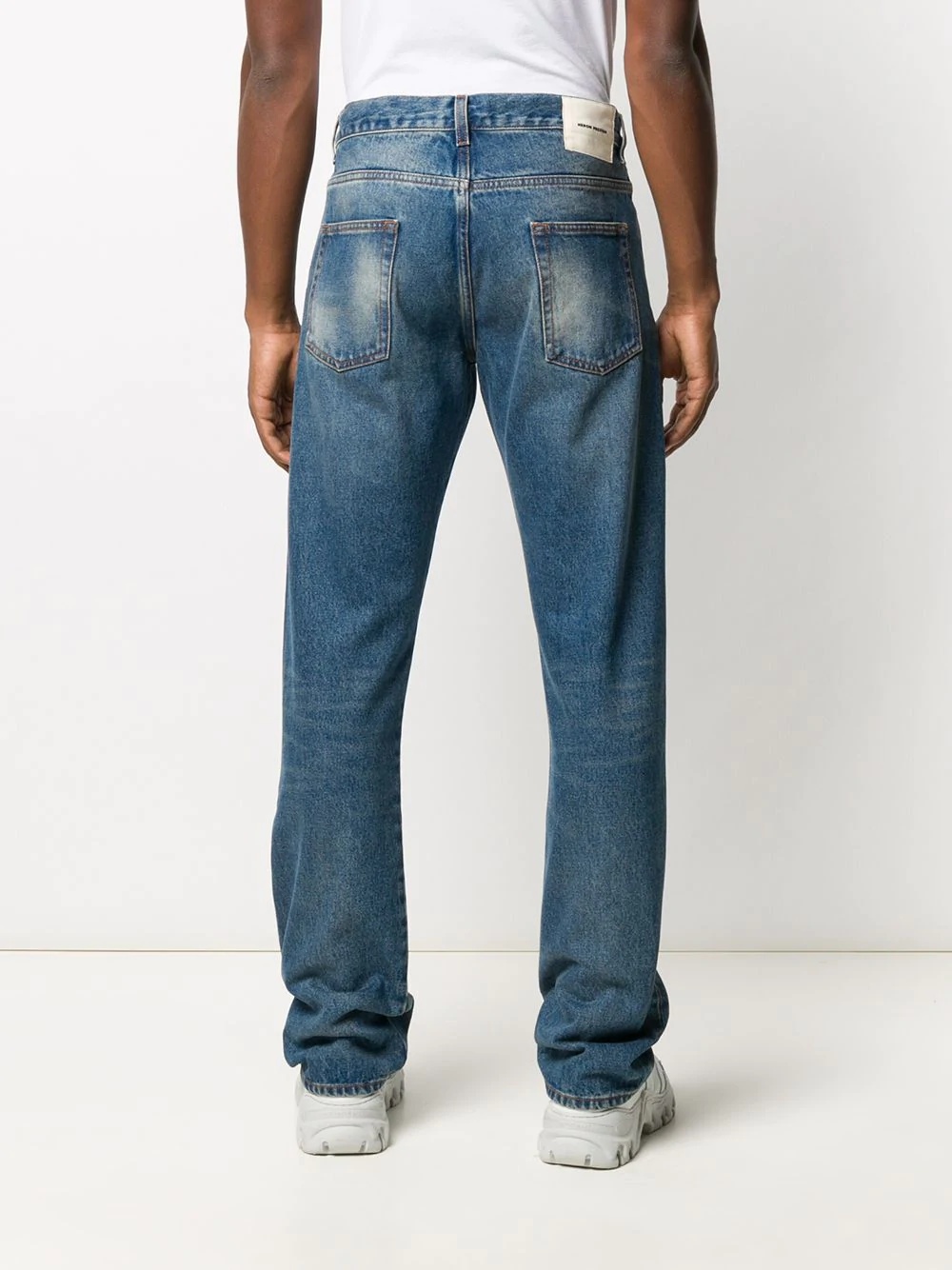 faded logo patch straight-leg jeans - 4