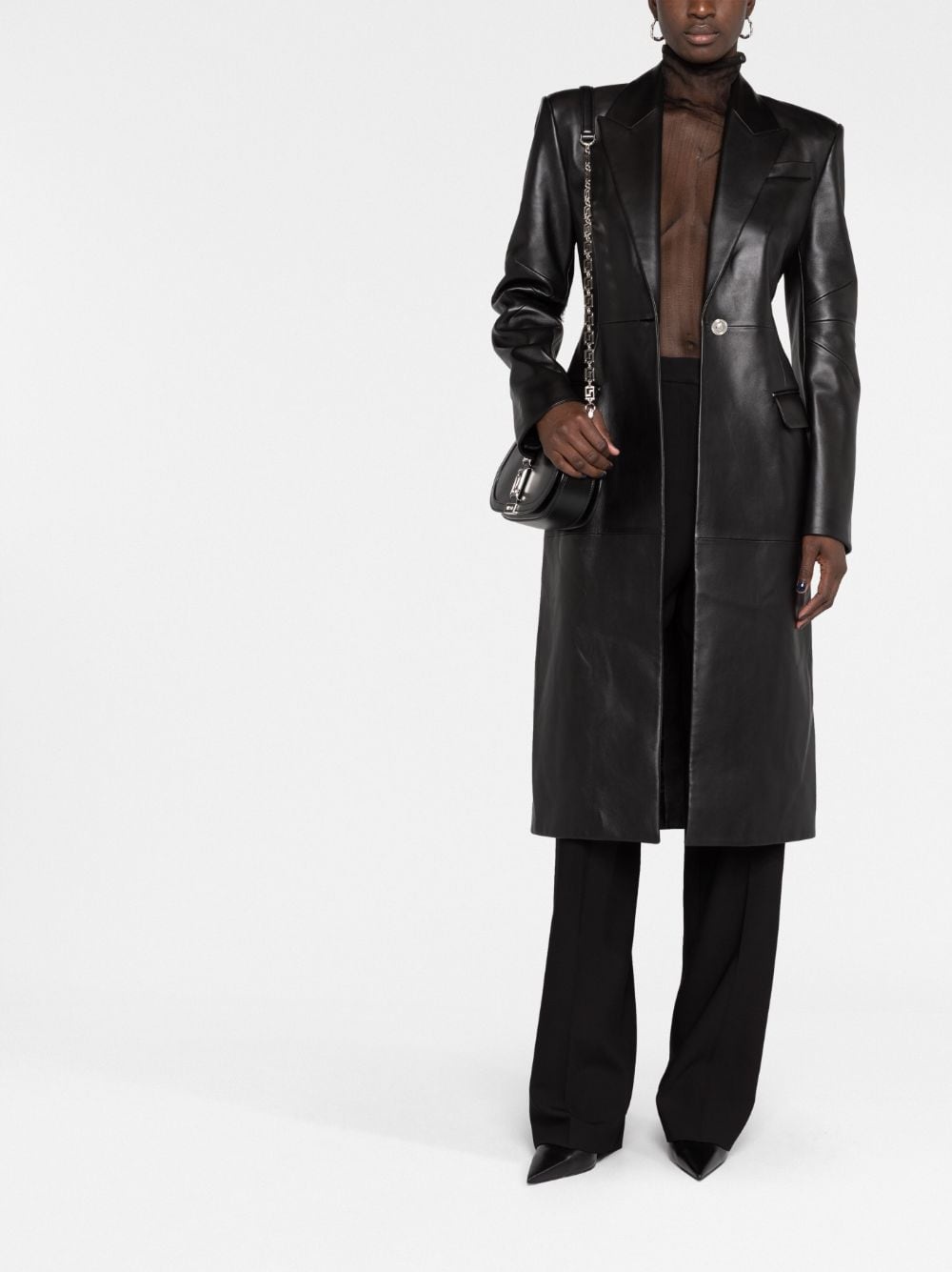 leather trench coat - 2