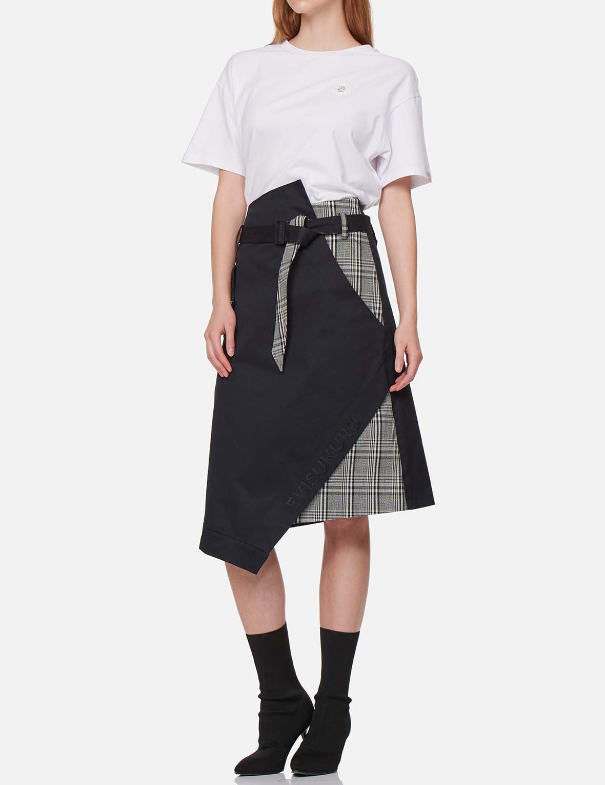 Fabric Mixed Wrapped Trench Skirt - 5