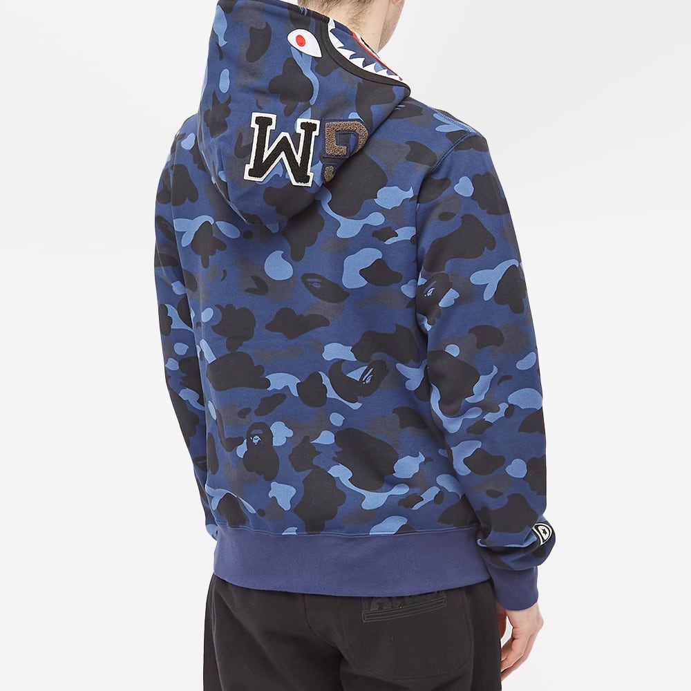 Bape color camo shark full zip hoodie blue hot sale