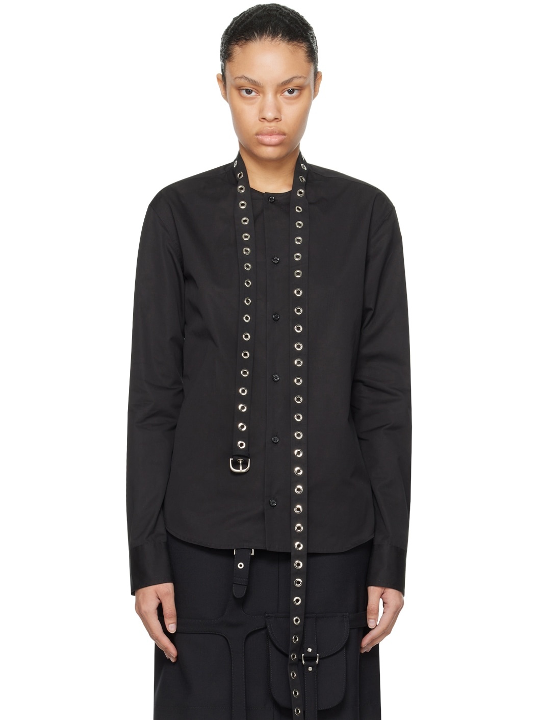 Black Cross Belt Shirt - 1