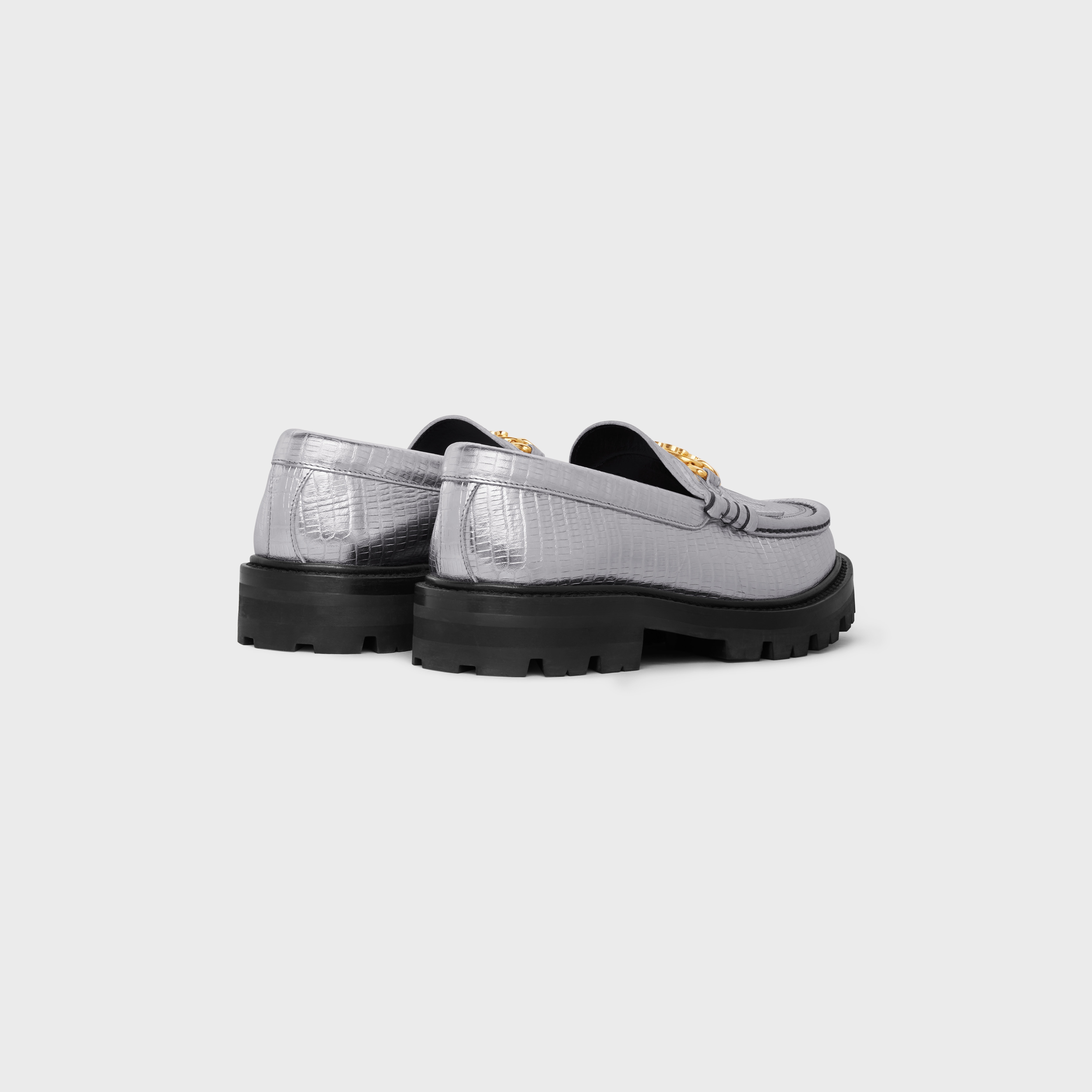 MARGARET LOAFER WITH TRIOMPHE in LAMINATED TEJUS STAMPED CALFSKIN - 3