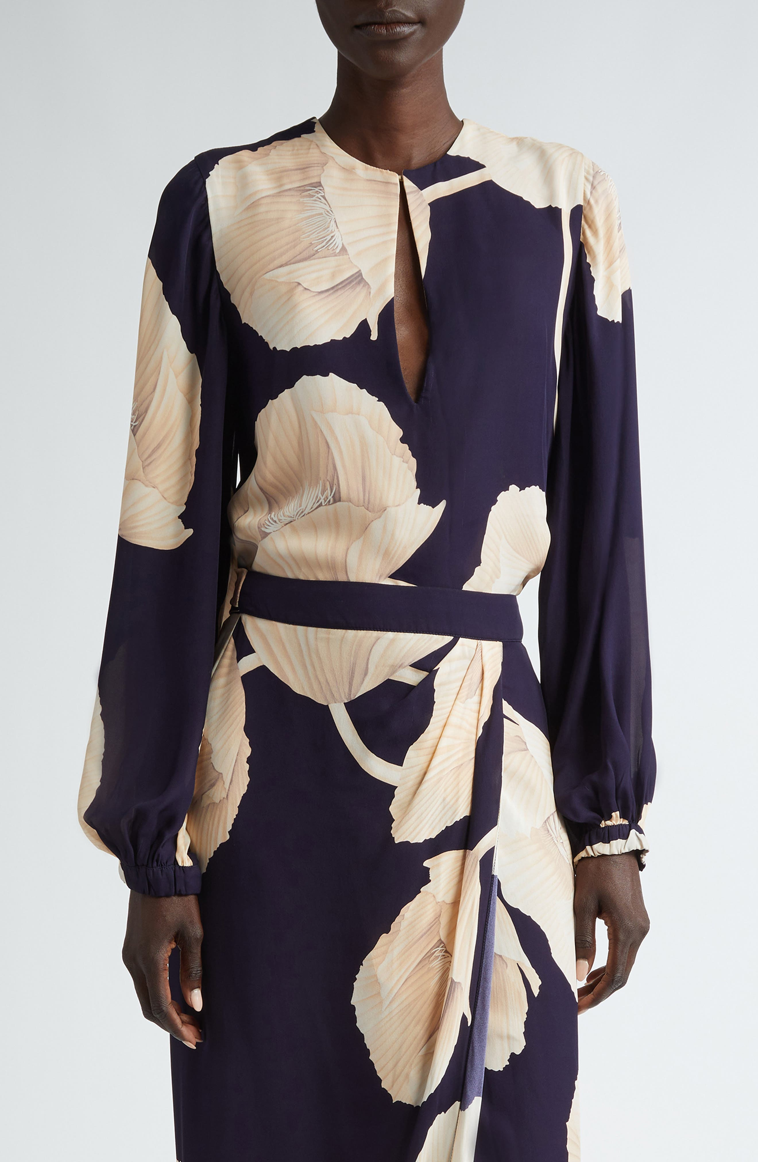 Johanna Ortiz Gotas Florales Silk Top in Opium Florals/Navy/Ecru at Nordstrom - 1