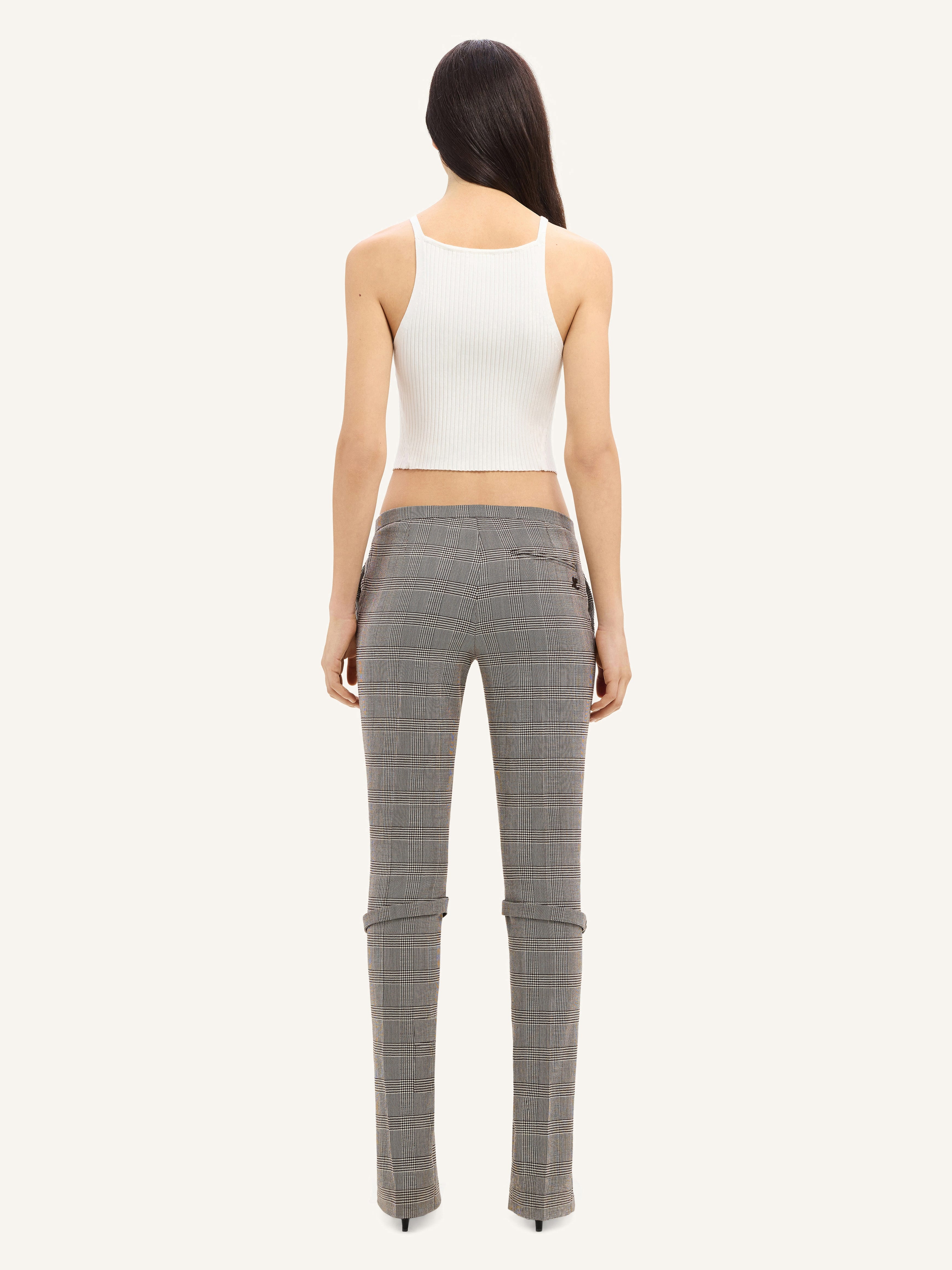 ZIPPED PRINCE OF WALES TAILORED PANTS - 4