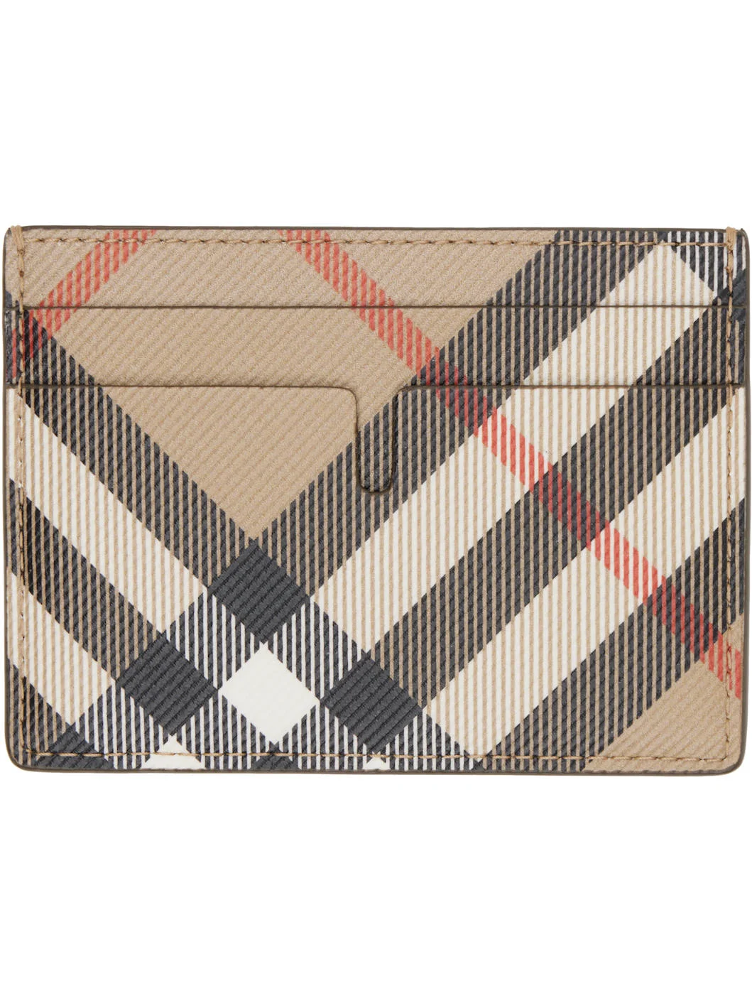 Beige Check Card Holder - 1