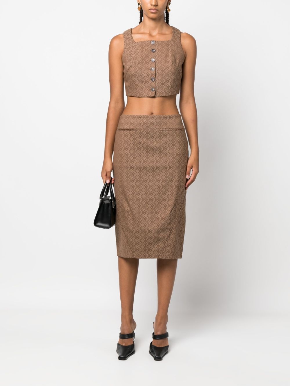 Regenerated Moon Diamant jacquard midi skirt - 2