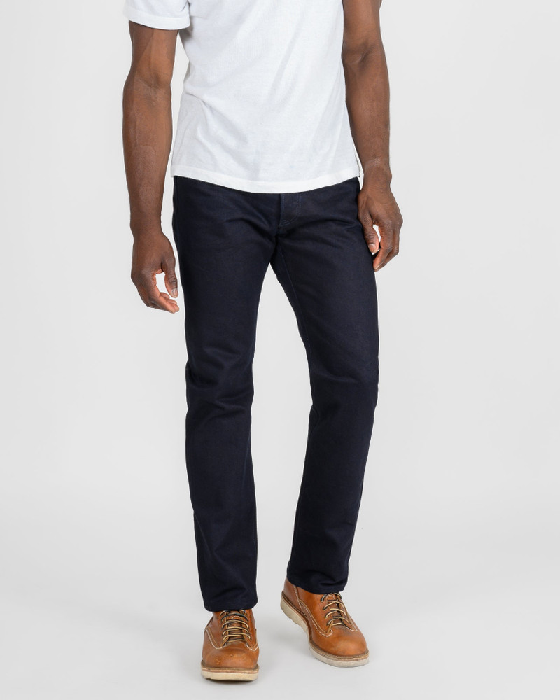 Iron Heart IH-888S-142IB 14OZ SELVEDGE DENIM RELAXED TAPERED CUT JEANS - INDIGO/BLACK outlook