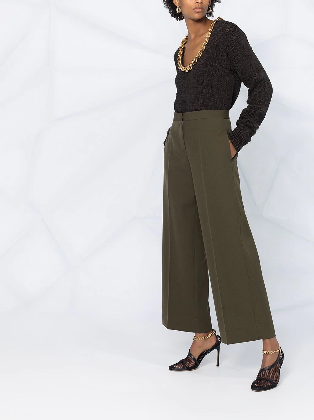 high-waist flared trousers - 4