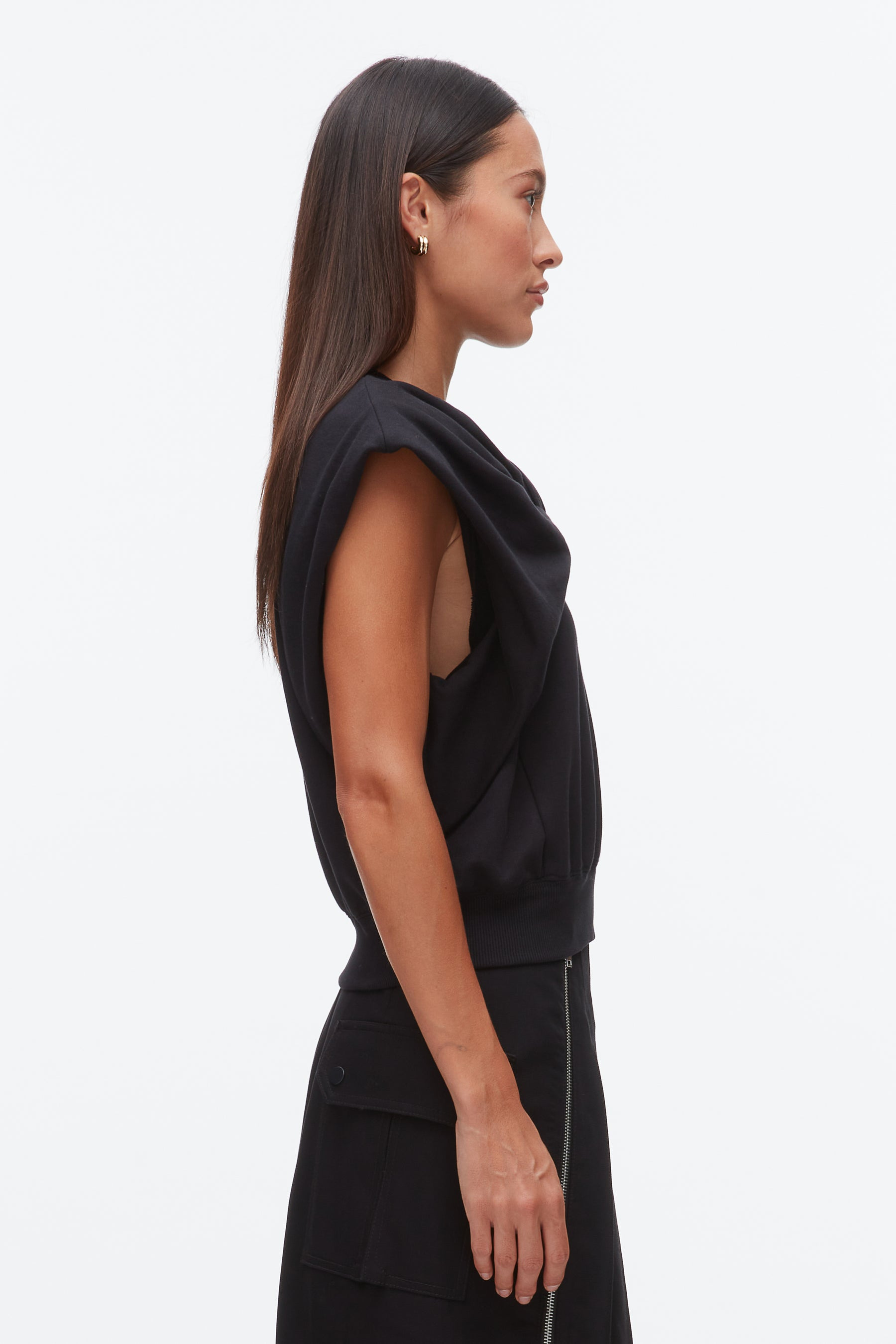 Draped Bow French Terry Top - 4