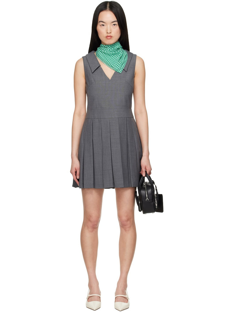 Gray Lapel Pleated Minidress 1