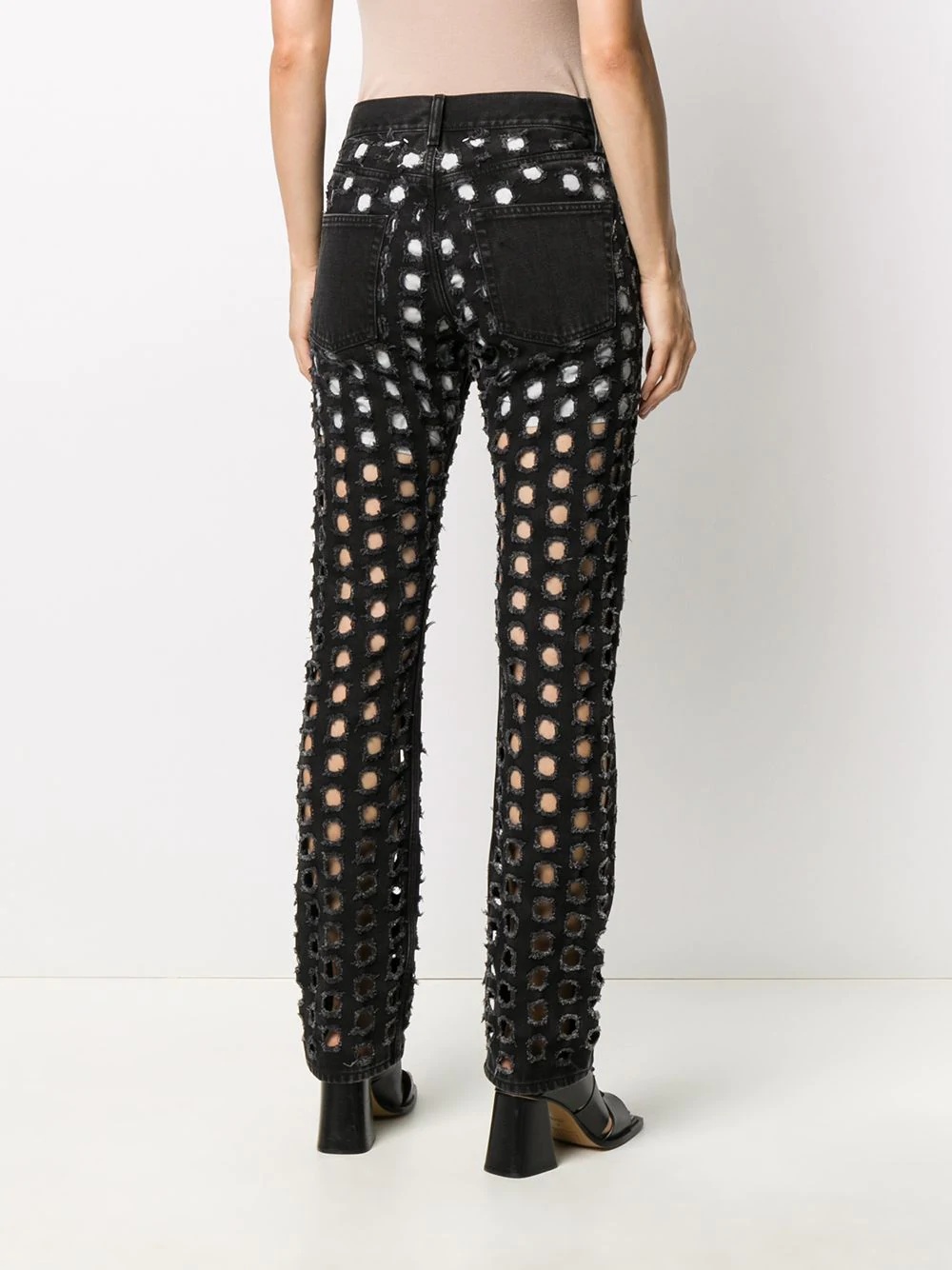 perforated slim-fit jeans - 4