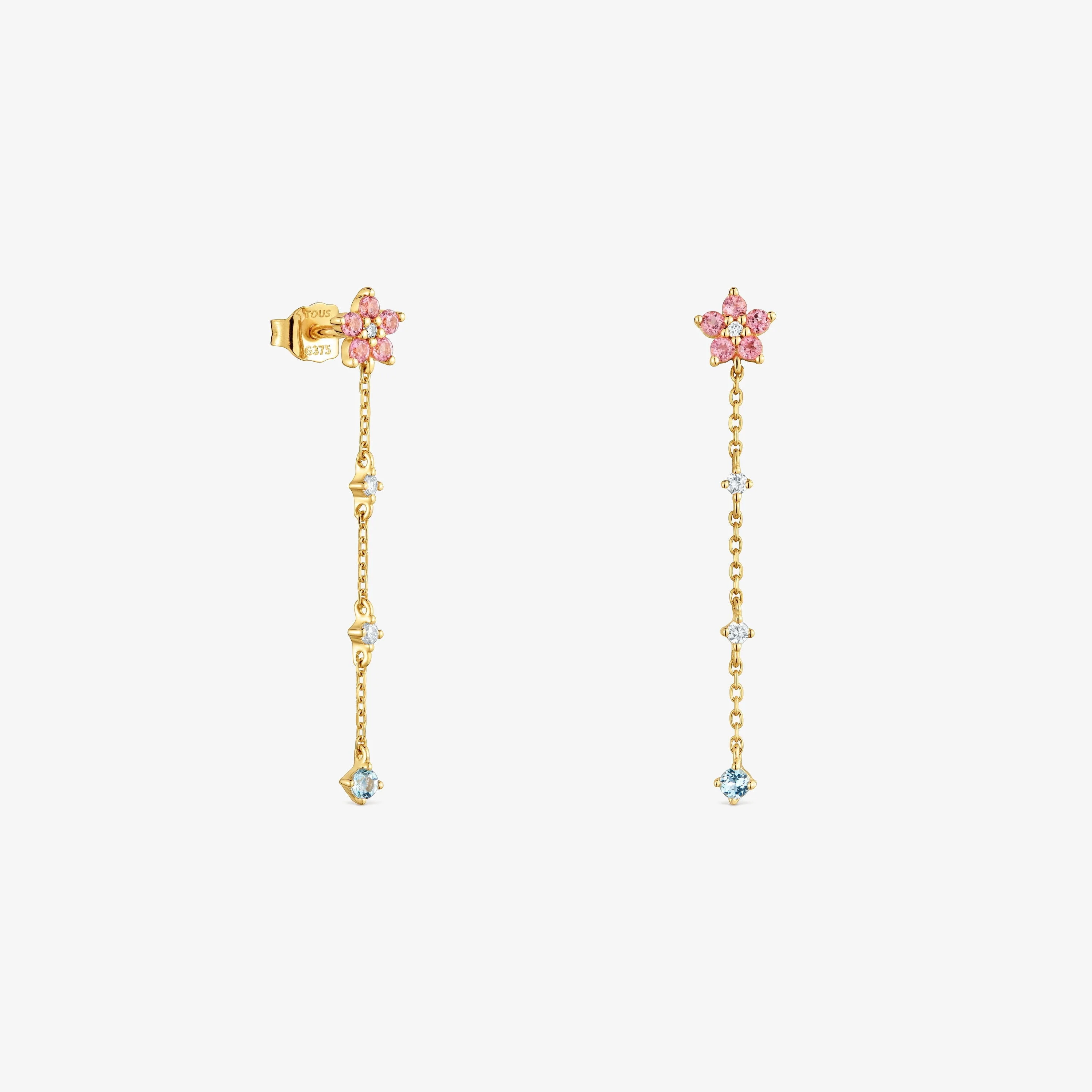 Long 9kt gold, gemstones and lab-grown diamond Earrings TOUS Irisé LGD - 1