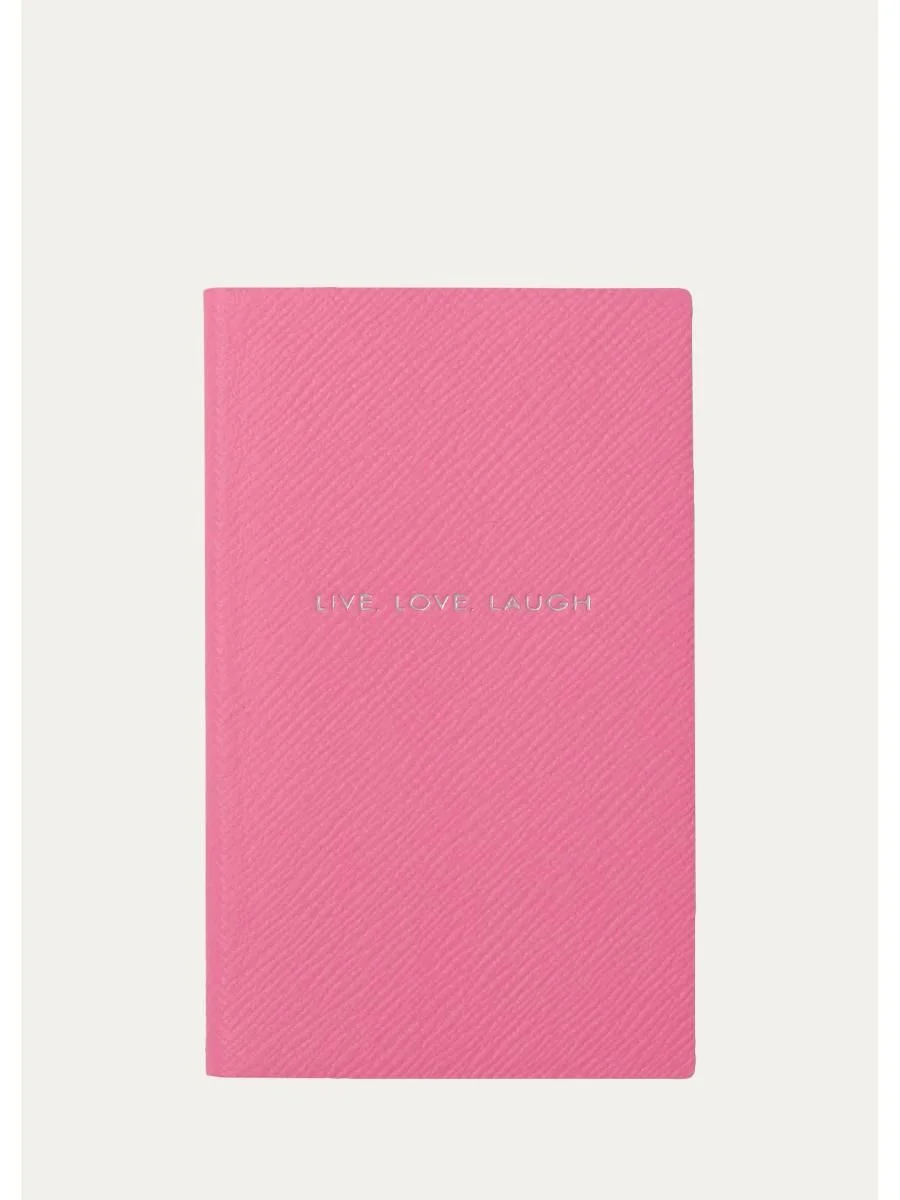 "Live, Love, Laugh" Panama Leather Notebook, Flamingo - 1