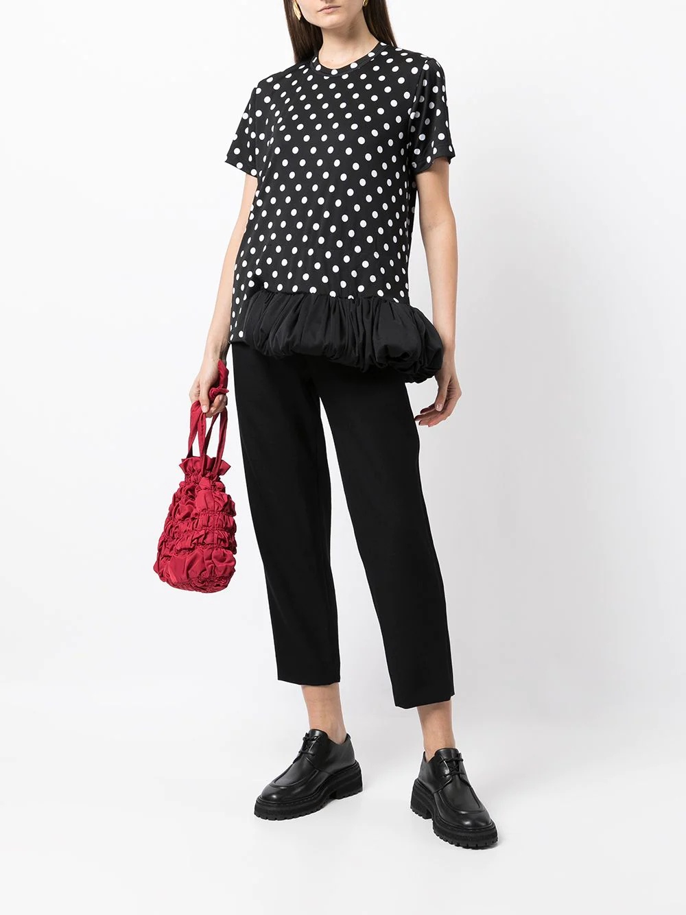 polka dot puff-panel T-shirt - 2