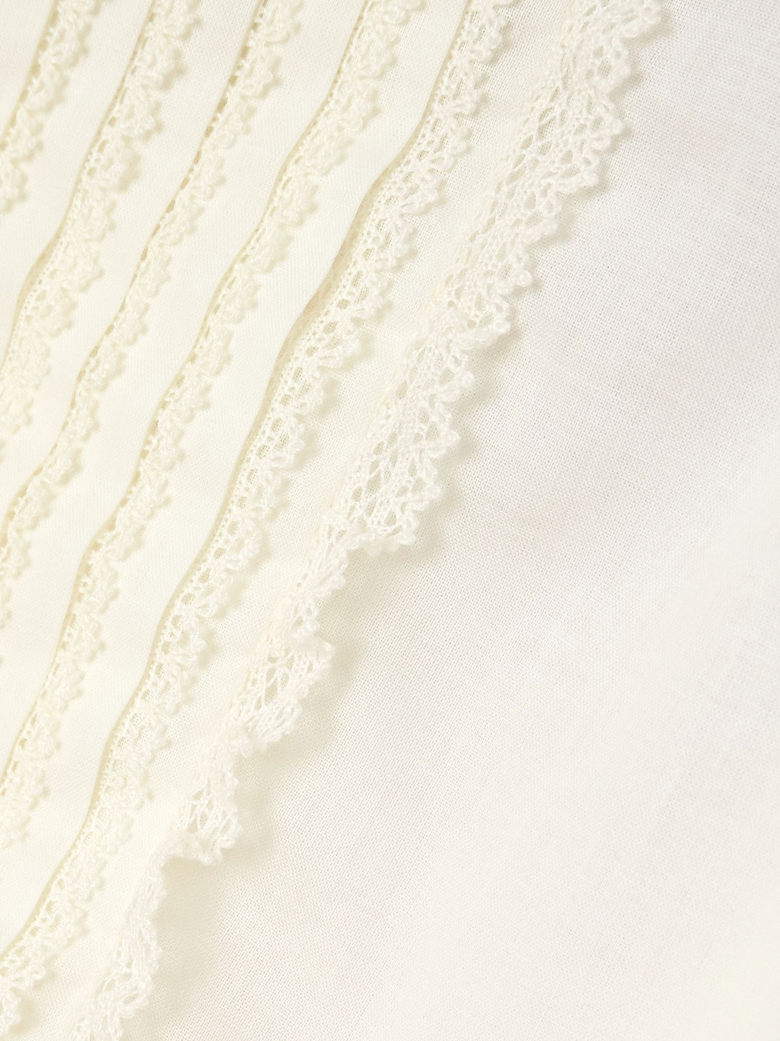 Belted lace-trimmed pintucked cotton-poplin midi dress White - 4
