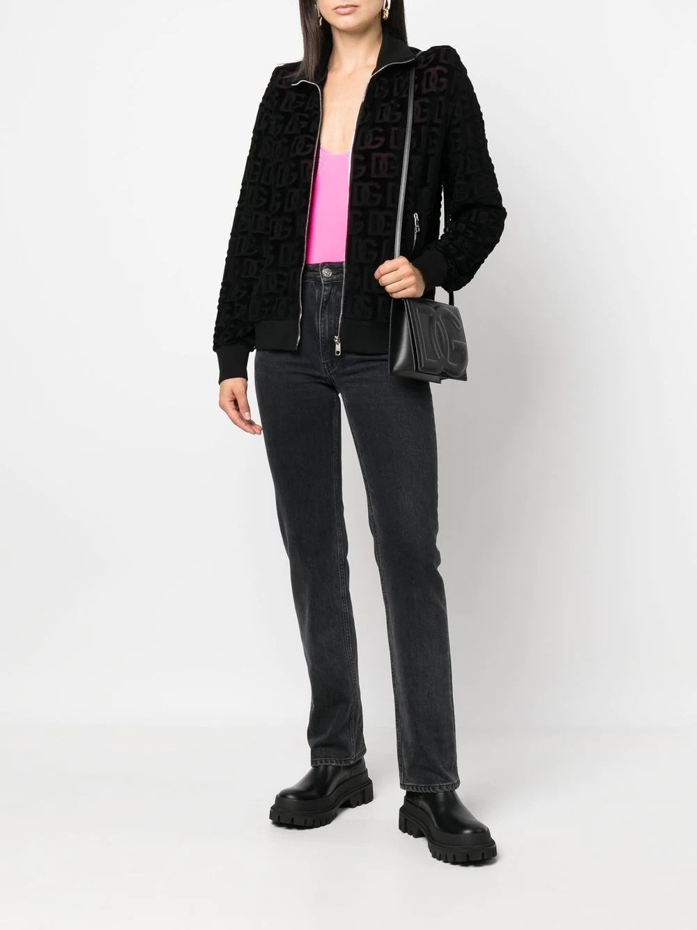 jacquard-logo zip-up sweatshirt - 2