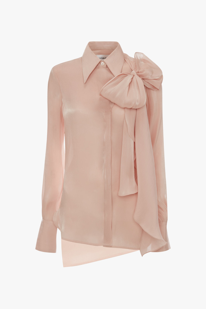 Tie Neck Blouse in Ballet Pink 1
