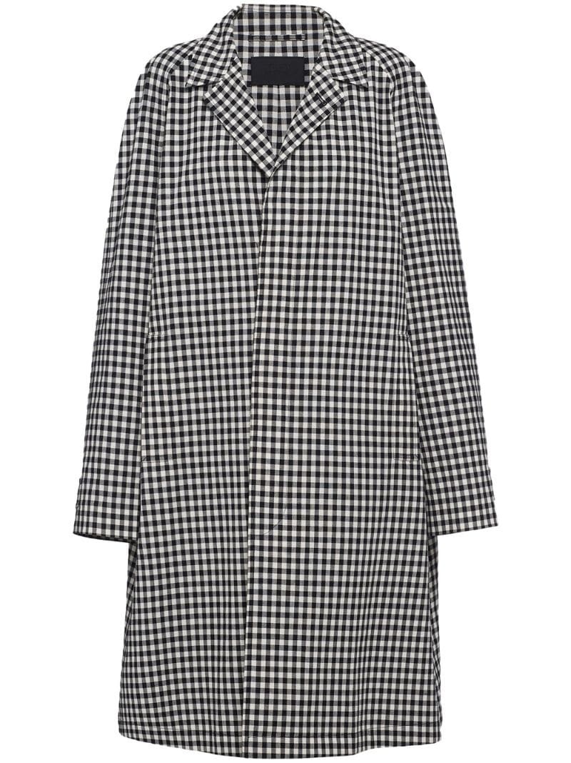 gingham-check cotton coat - 1