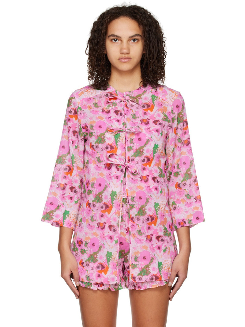 Pink Open Front Blouse 1