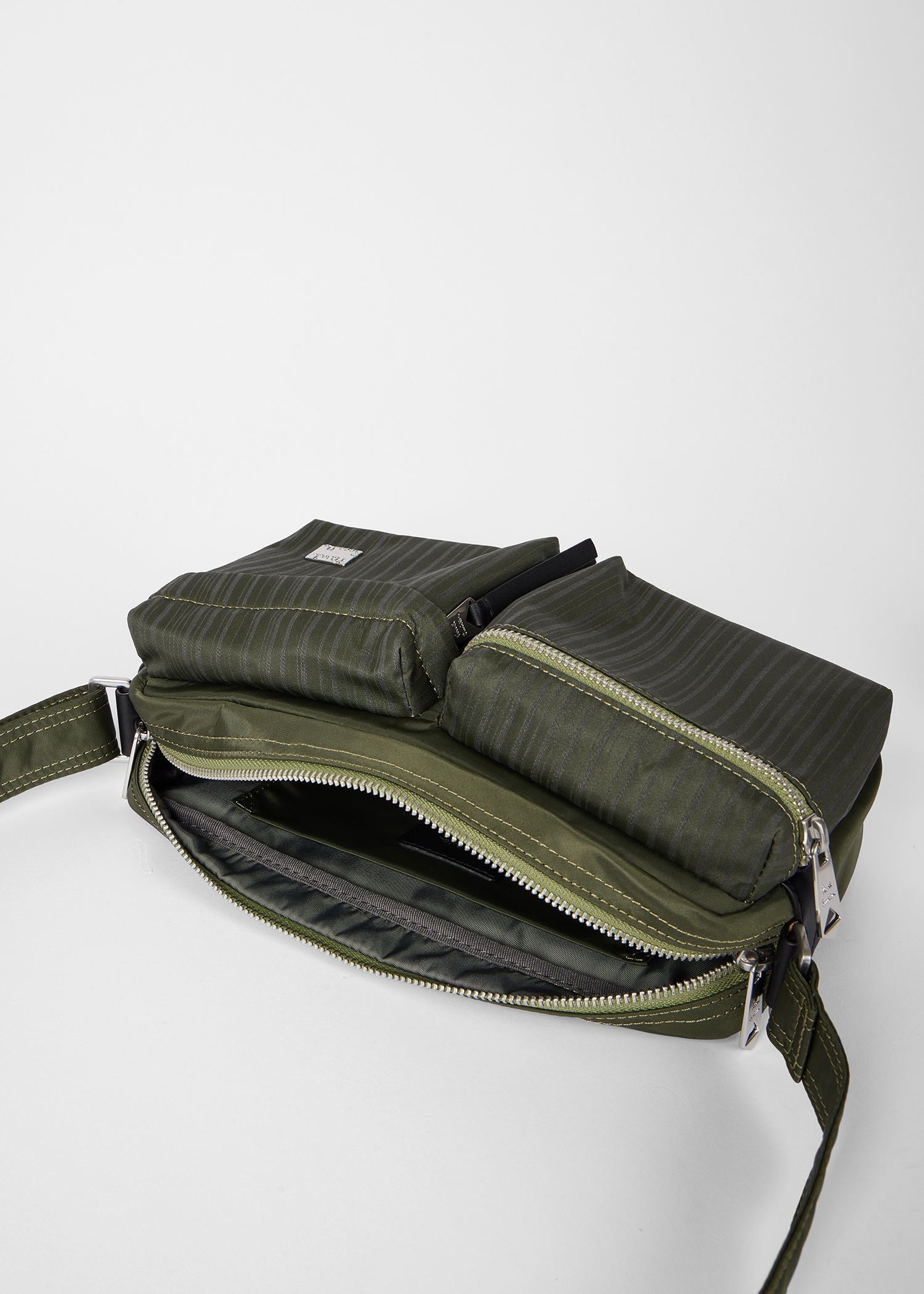 Green 'Laser Stripe' Recycled-Nylon Cross-Body Bag - 6
