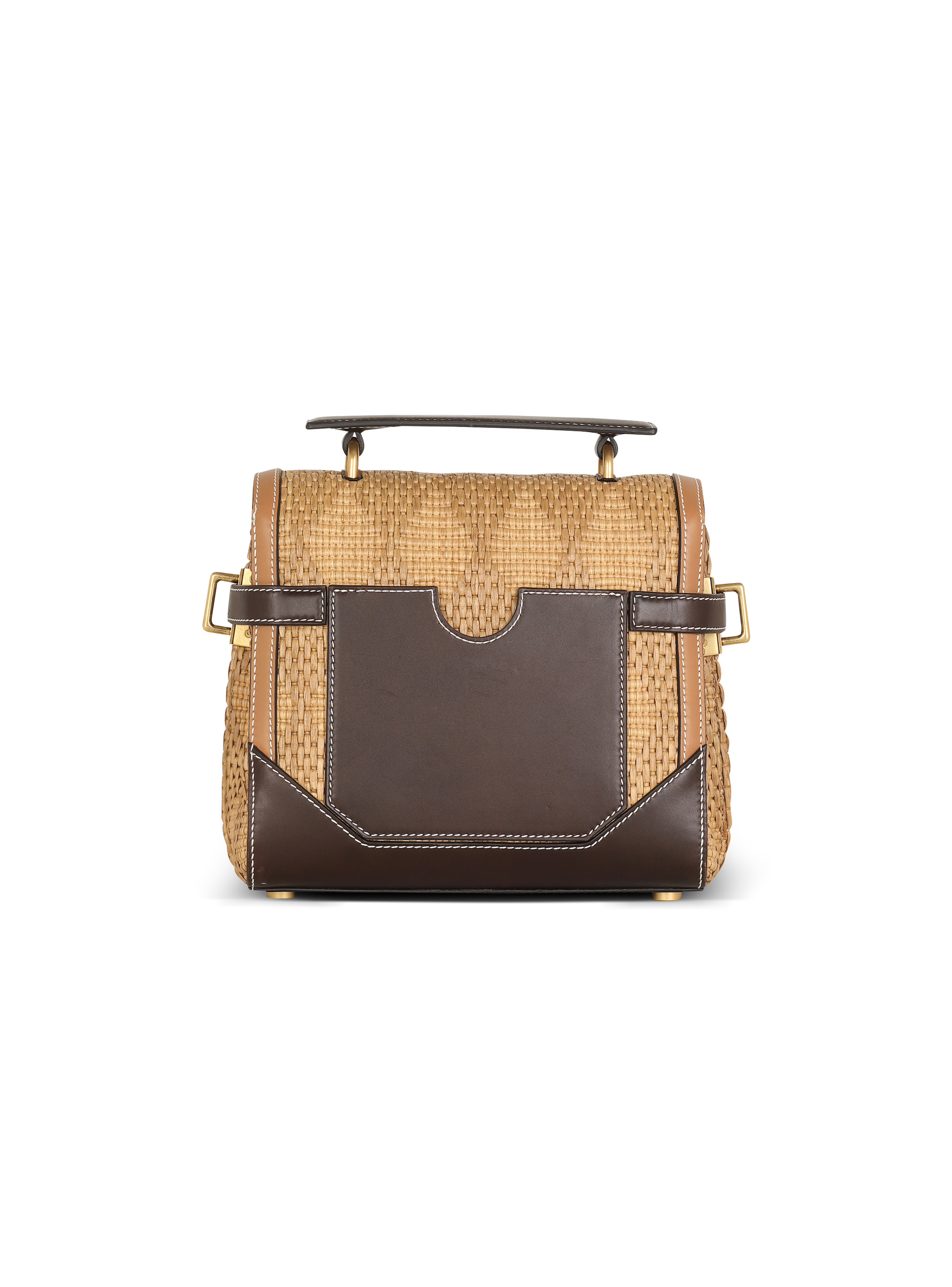 B-Buzz 23 leather and raffia bag - 4