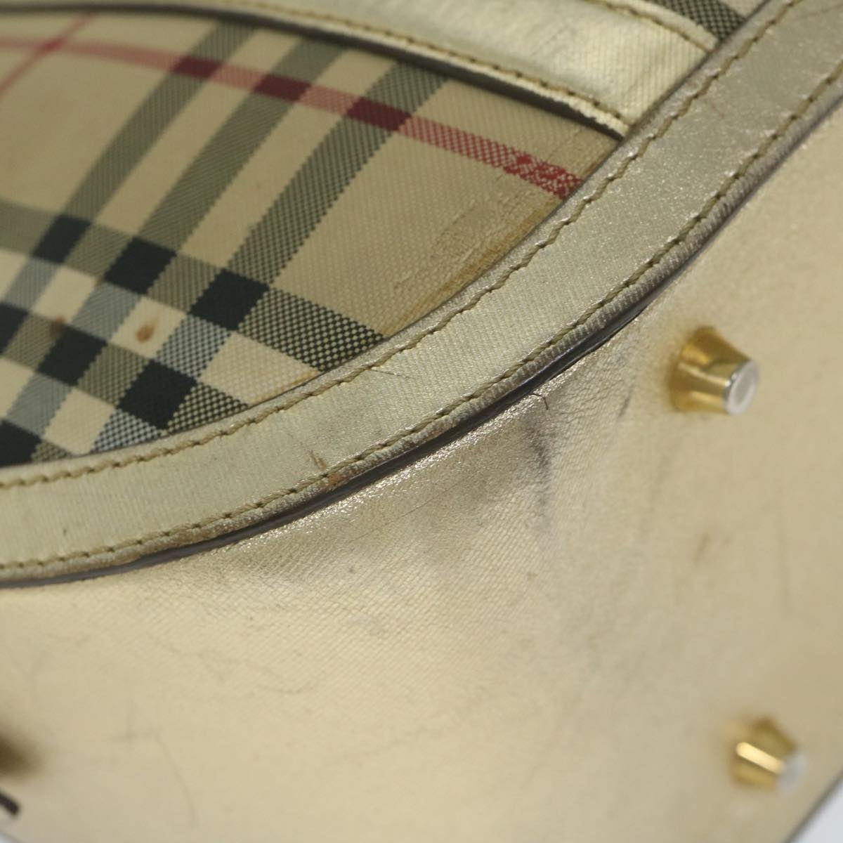 Burberry Nova Check Hand Bag Nylon Canvas Beige - 14