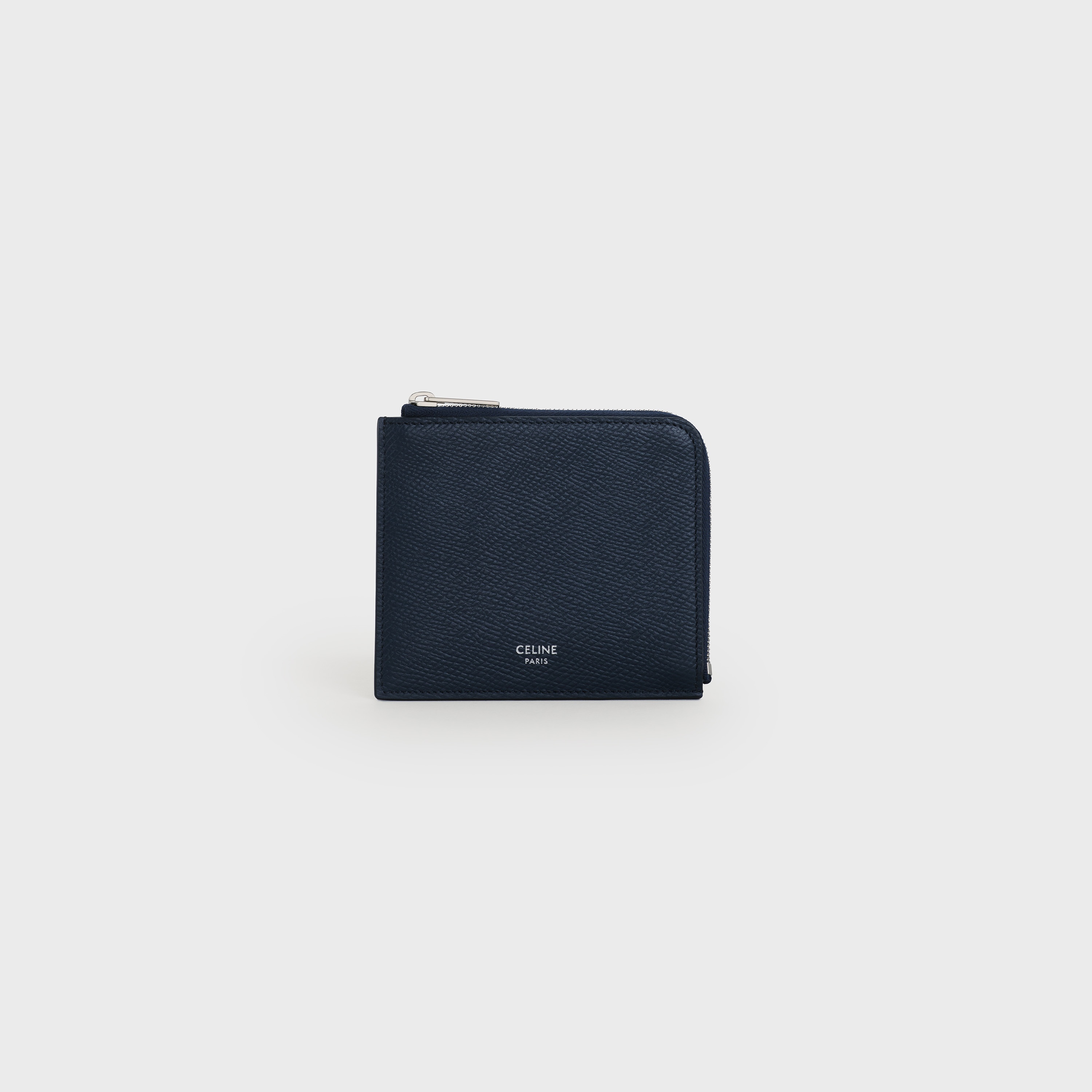 Zipped Purse with removable card holder in Grained and smooth calfskin - 1