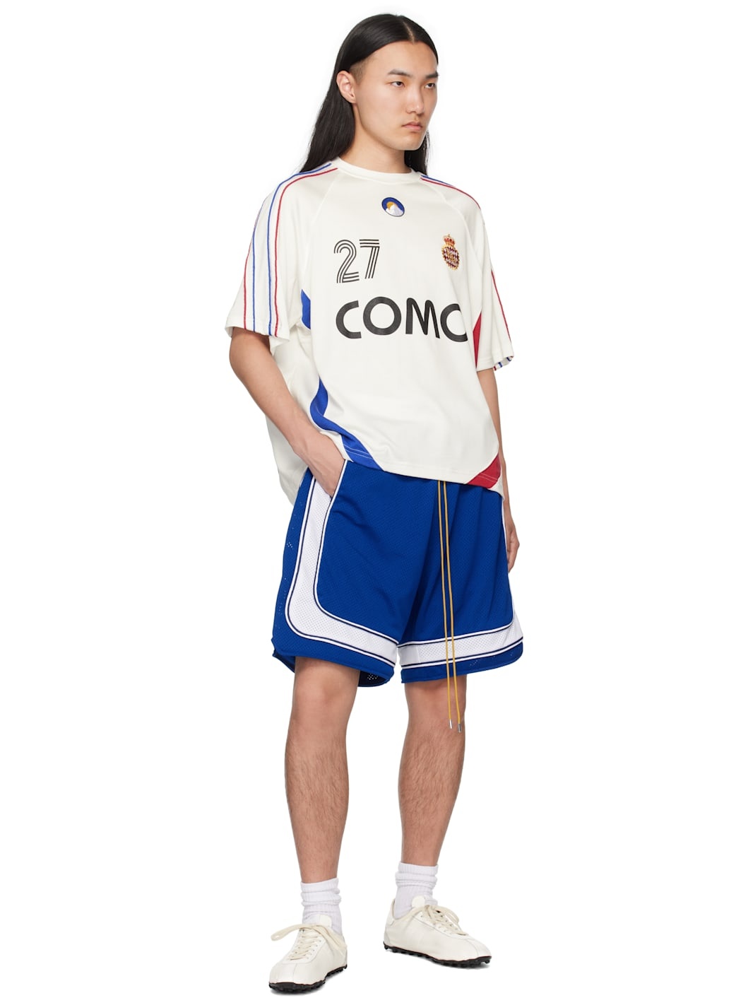 Blue & White Como Basketball Shorts - 4