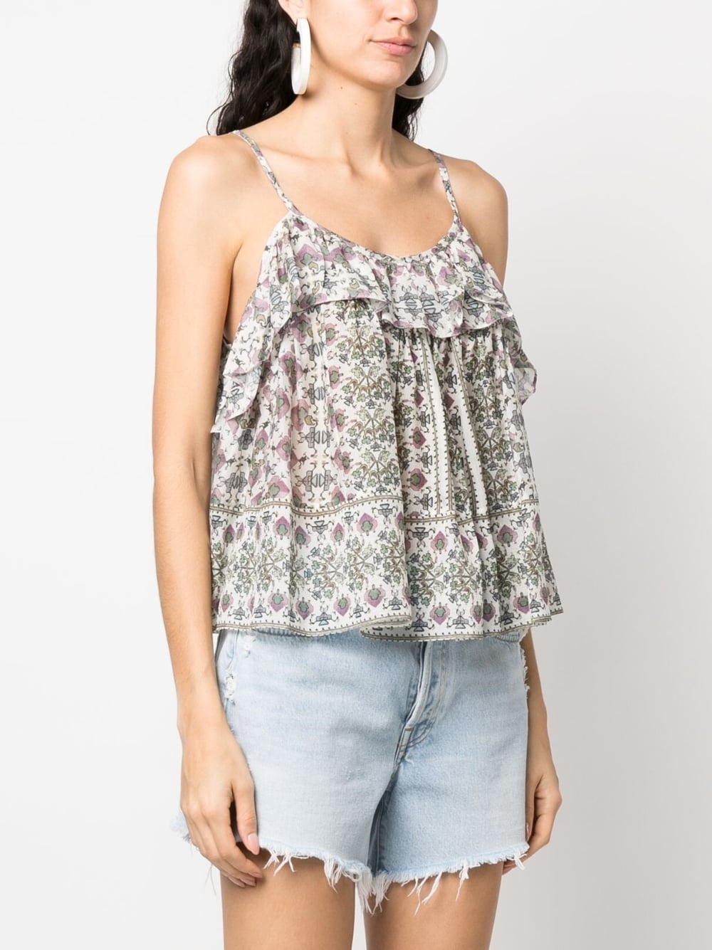 graphic-print ruffled camisole top - 3