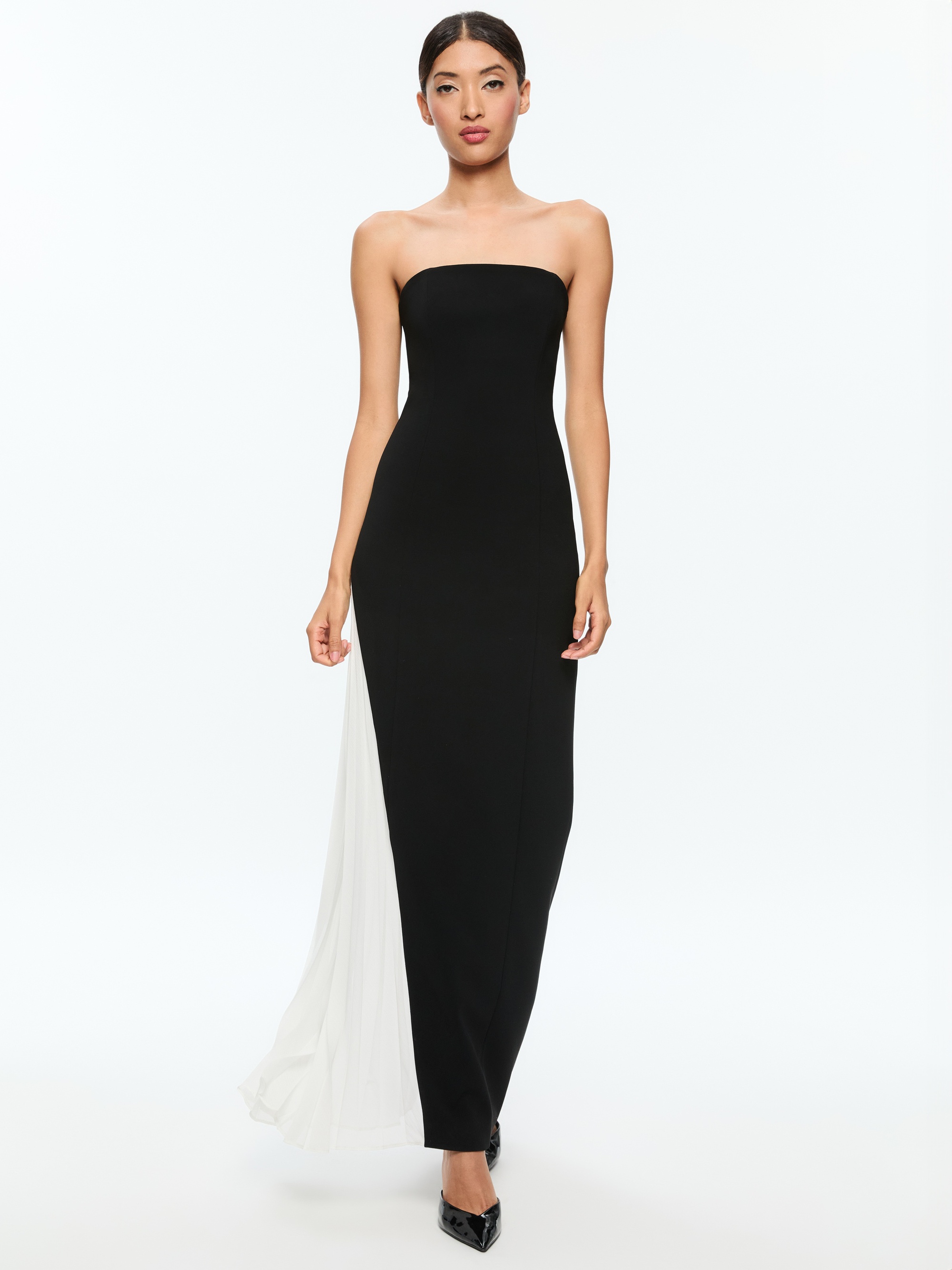 RETHA STRAPLESS MAXI DRESS WITH PLEATED GODET - 1