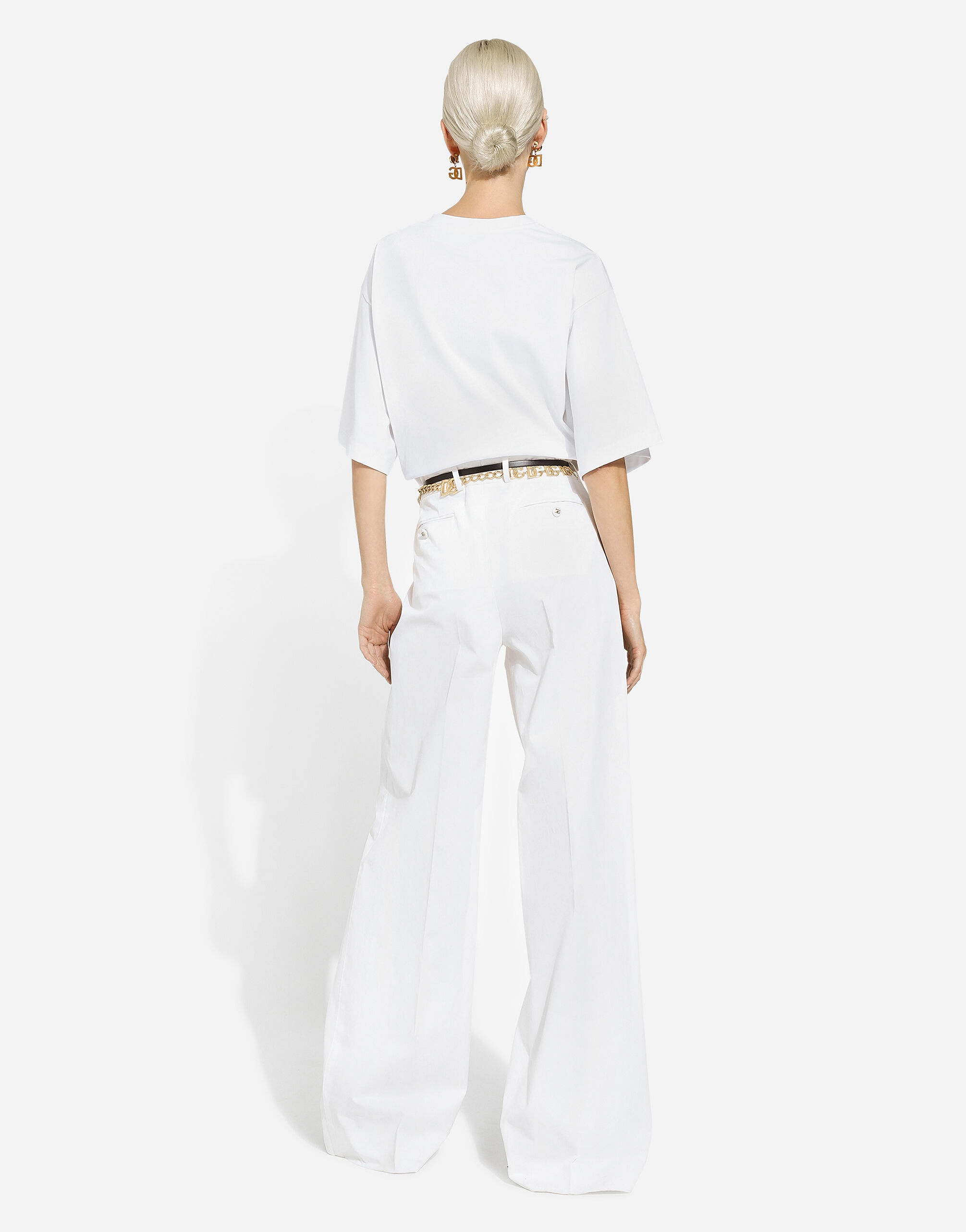 Flared cotton gabardine pants - 3