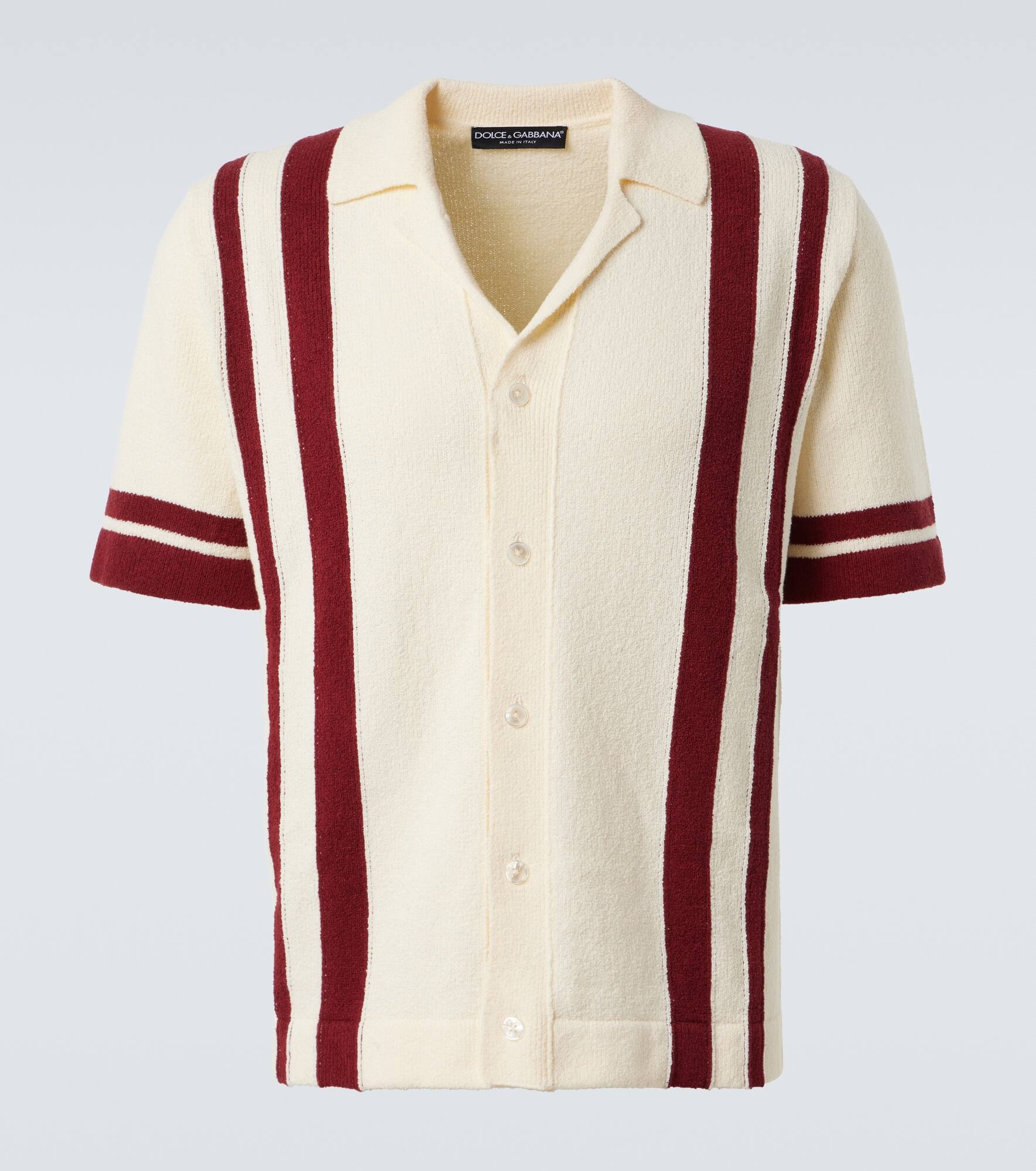 Striped terry bowling shirt - 1